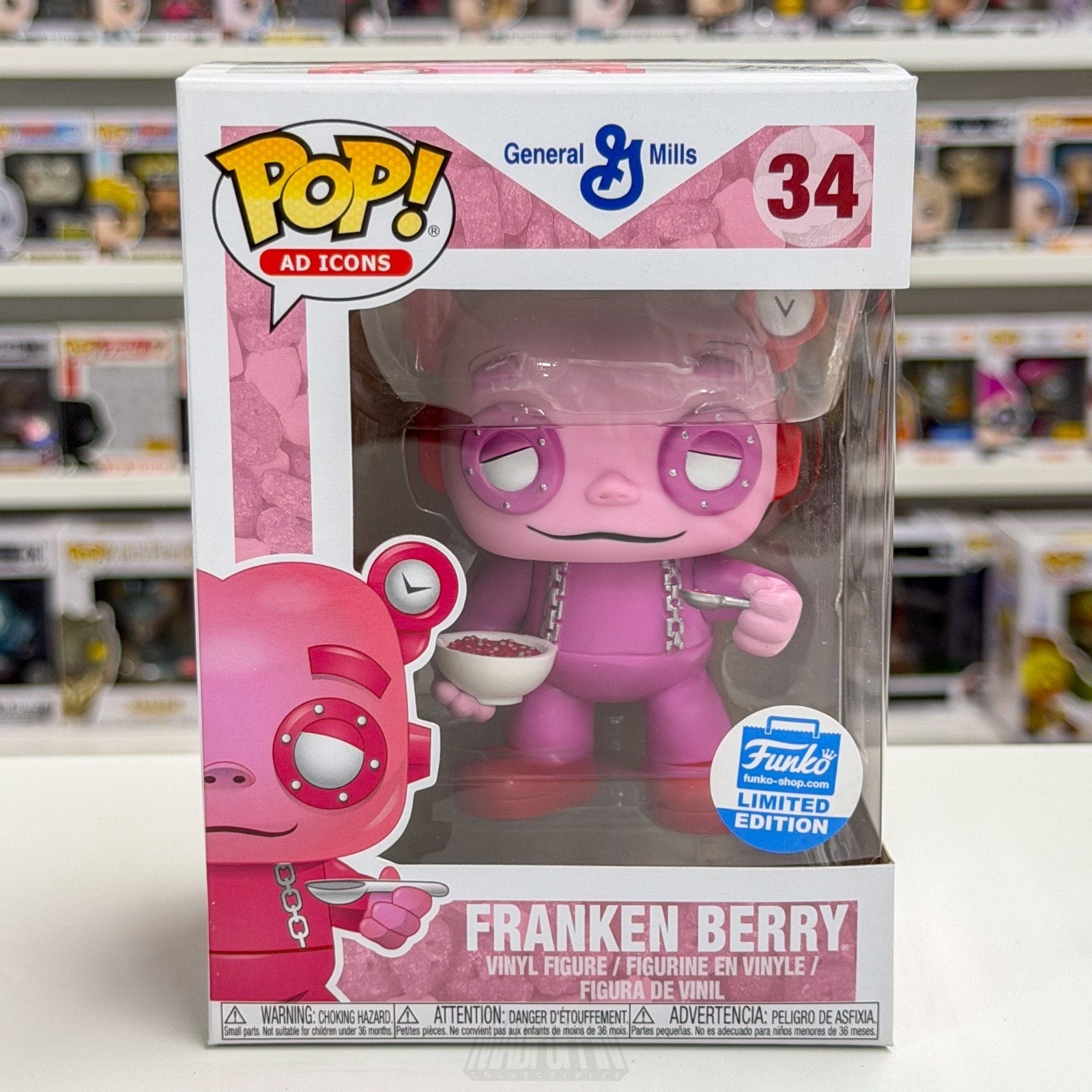 Funko Pop Ad Icons General Mills Franken Berry w/Cereal Bowl 34 Toy Vinyl Figure