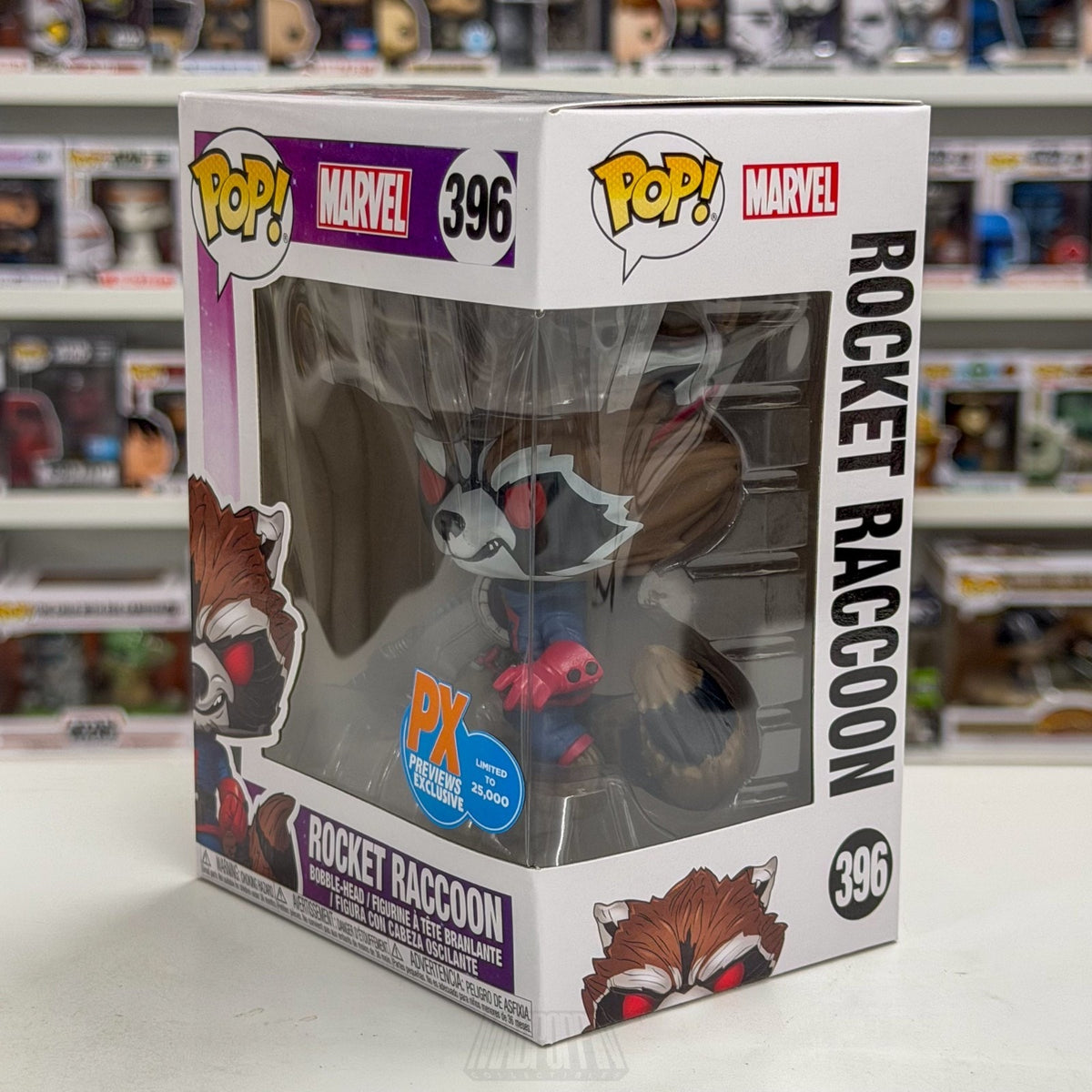 Funko Pop Marvel GOTG Rocket Raccoon Classic PX Exclusive 396 Toy Vinyl Figure
