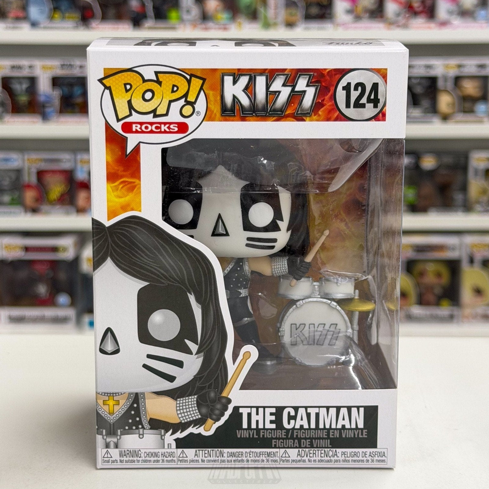 Funko Pop Rocks Kiss The Catman 124 Music Band Heavy Metal Drum Toy Vinyl Figure