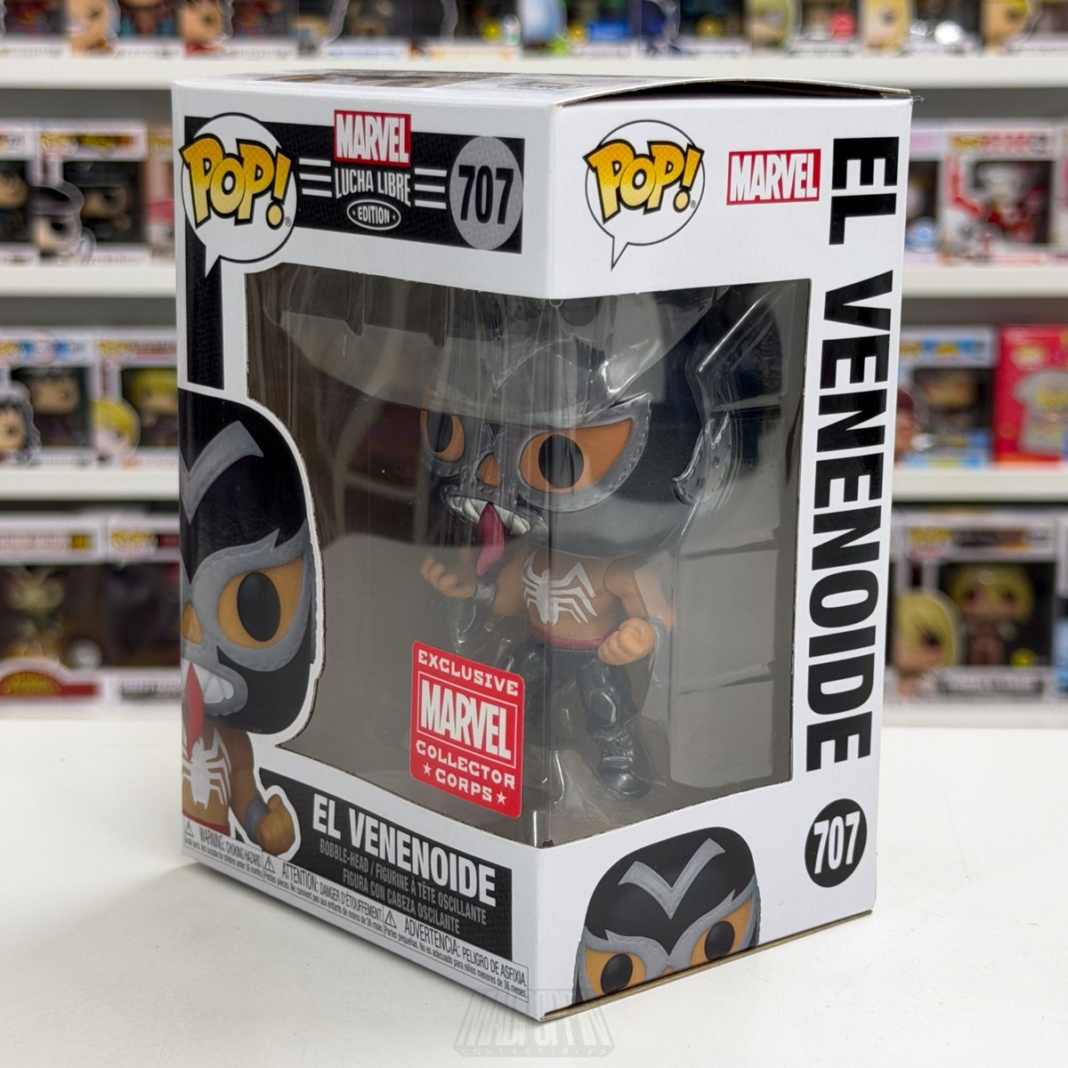 Funko Pop Marvel Collector Corps Lucha Libre El Venenoide Metallic 707 Figure
