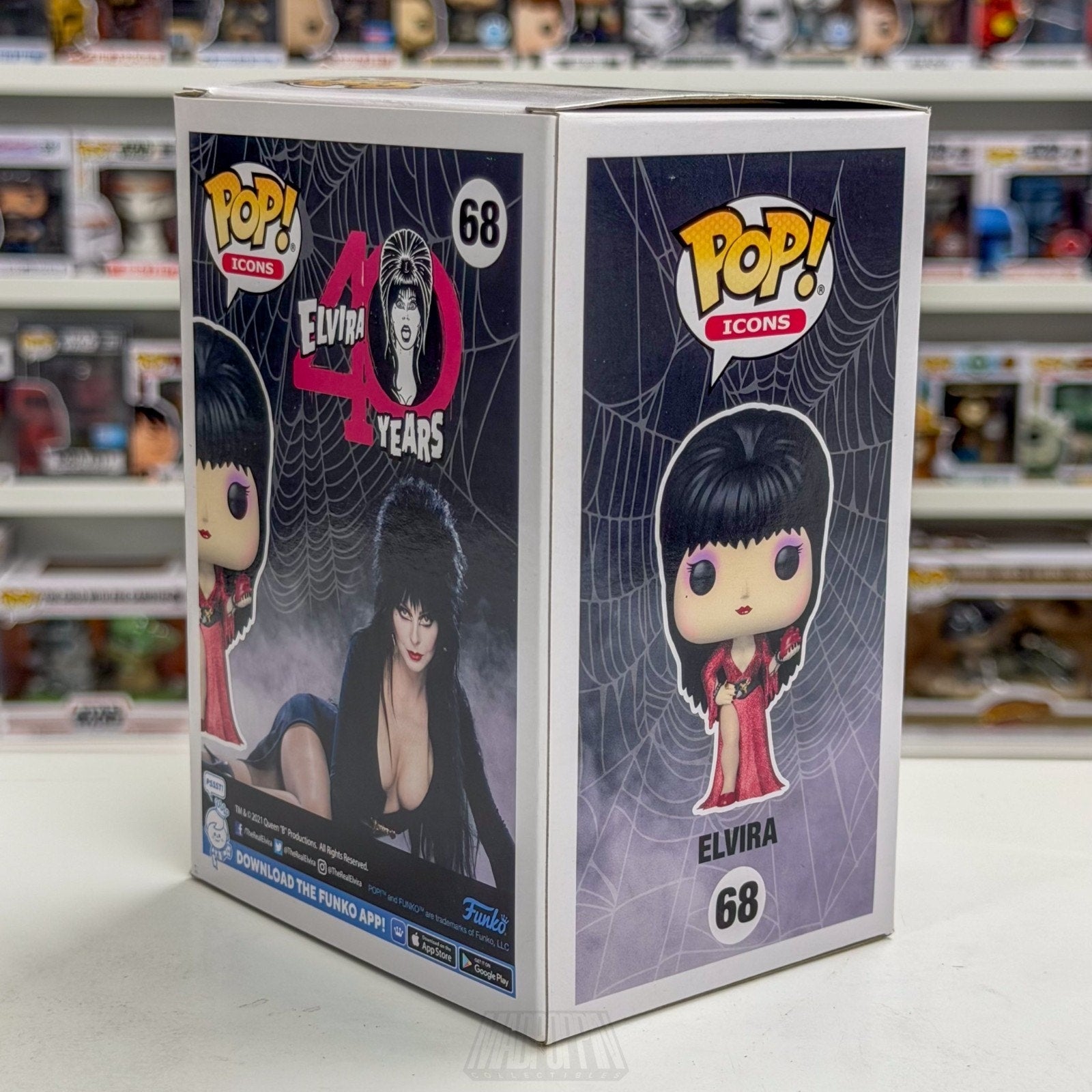 Funko Pop Icons Elvira Mistress of the Dark Diamond Glitter 68 Toy Vinyl Figure