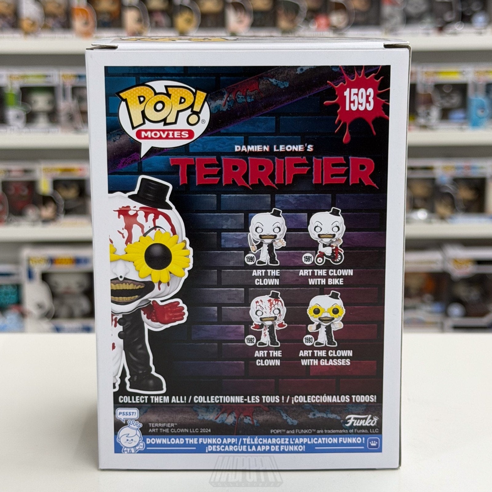 Funko Pop Movies Terrifier Art the Clown w/Glasses 1593 Horror Gore Vinyl Figure