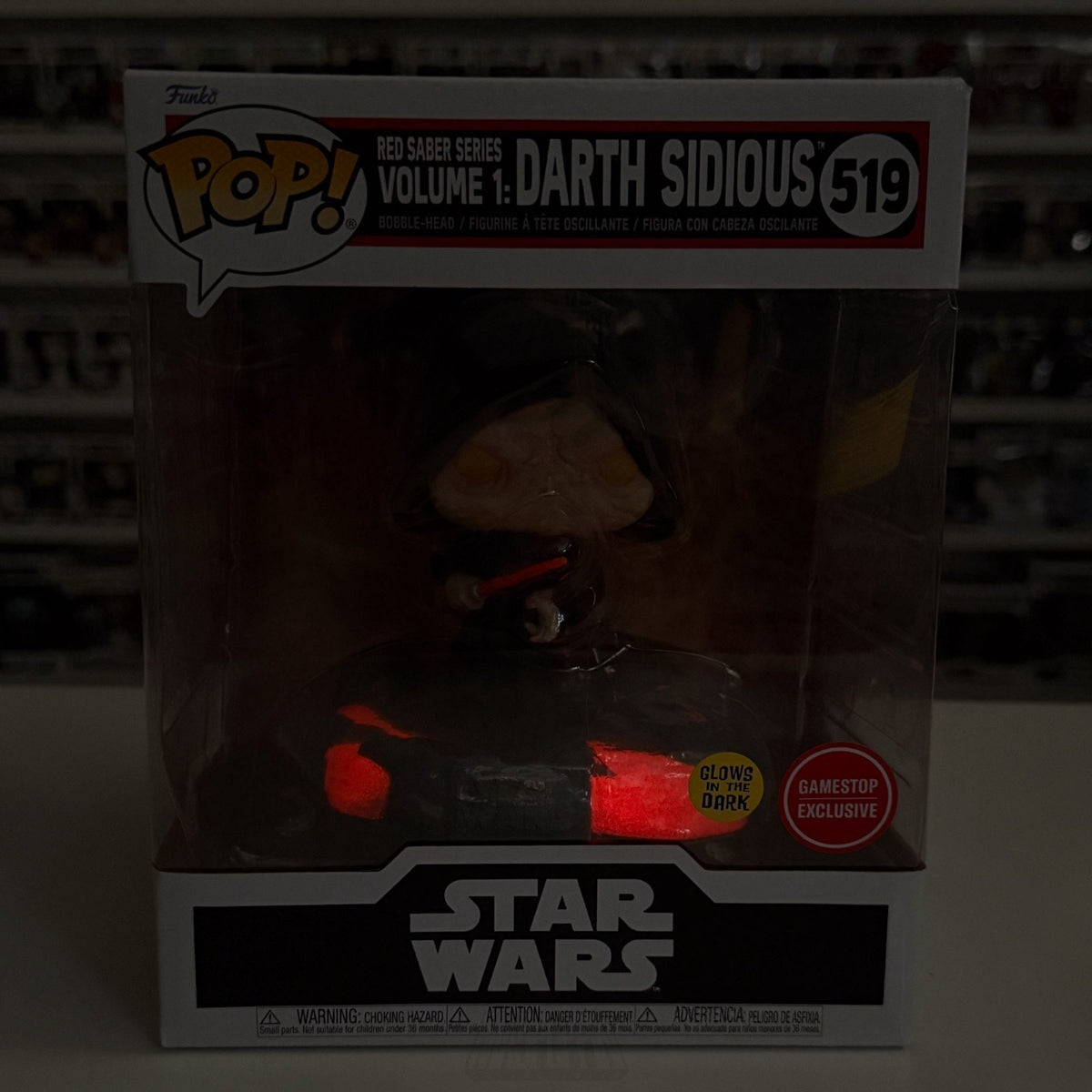 Funko Pop Star Wars Red Saber Series Darth Sidious Glow GameStop 519 Toy Figure