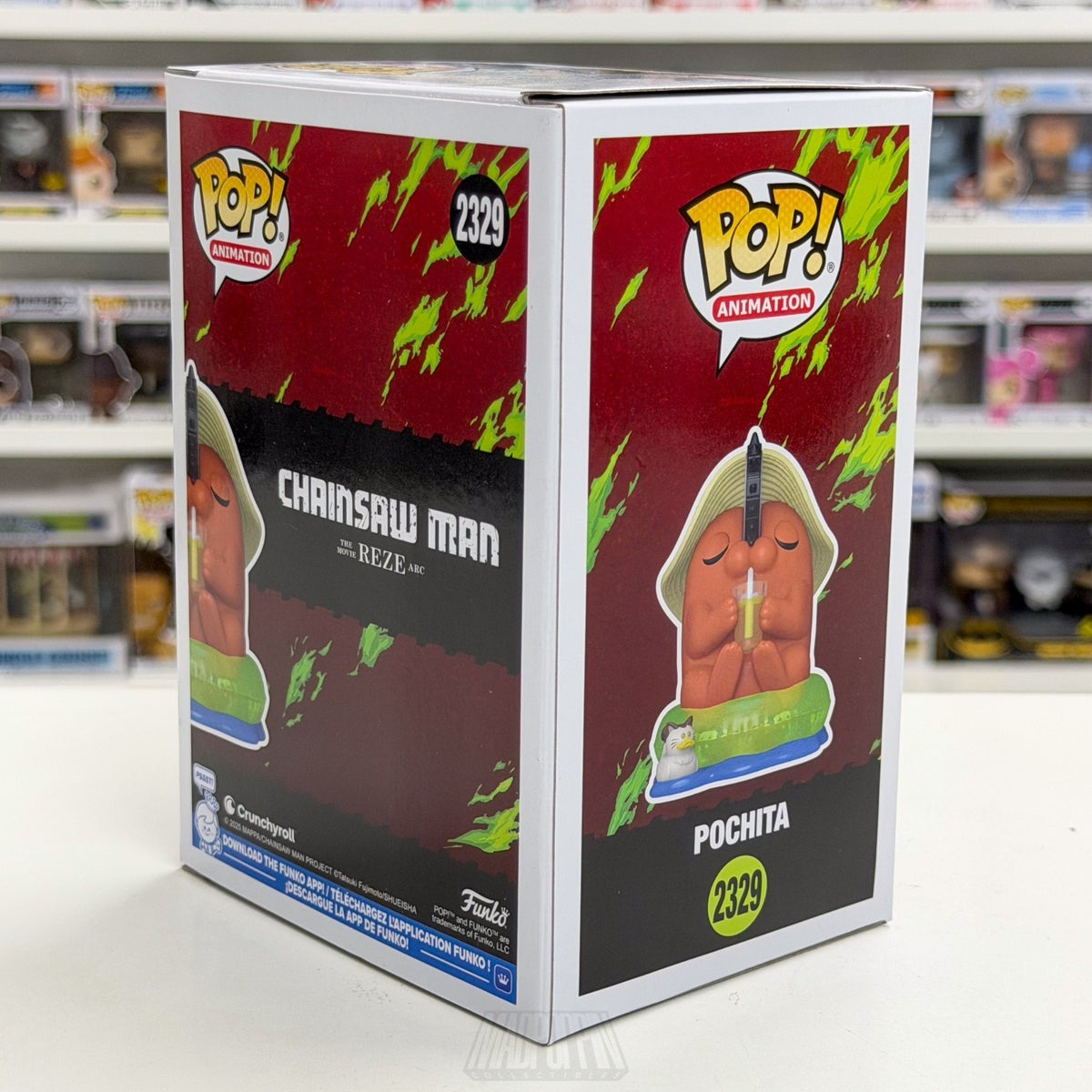 Funko Pop Anime Chainsaw Man Pochita Sunhat Lounging SDCC 2329 Toy Vinyl Figure