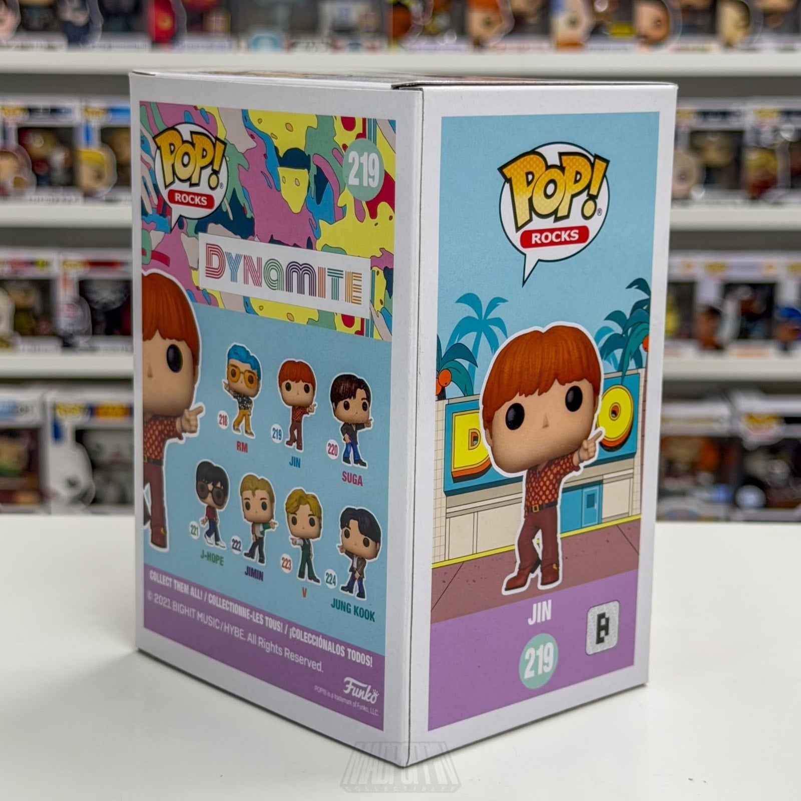 Funko Pop Rocks BTS Dynamite Jin 219 Boy Band Korean K-Pop Toy Vinyl Figure