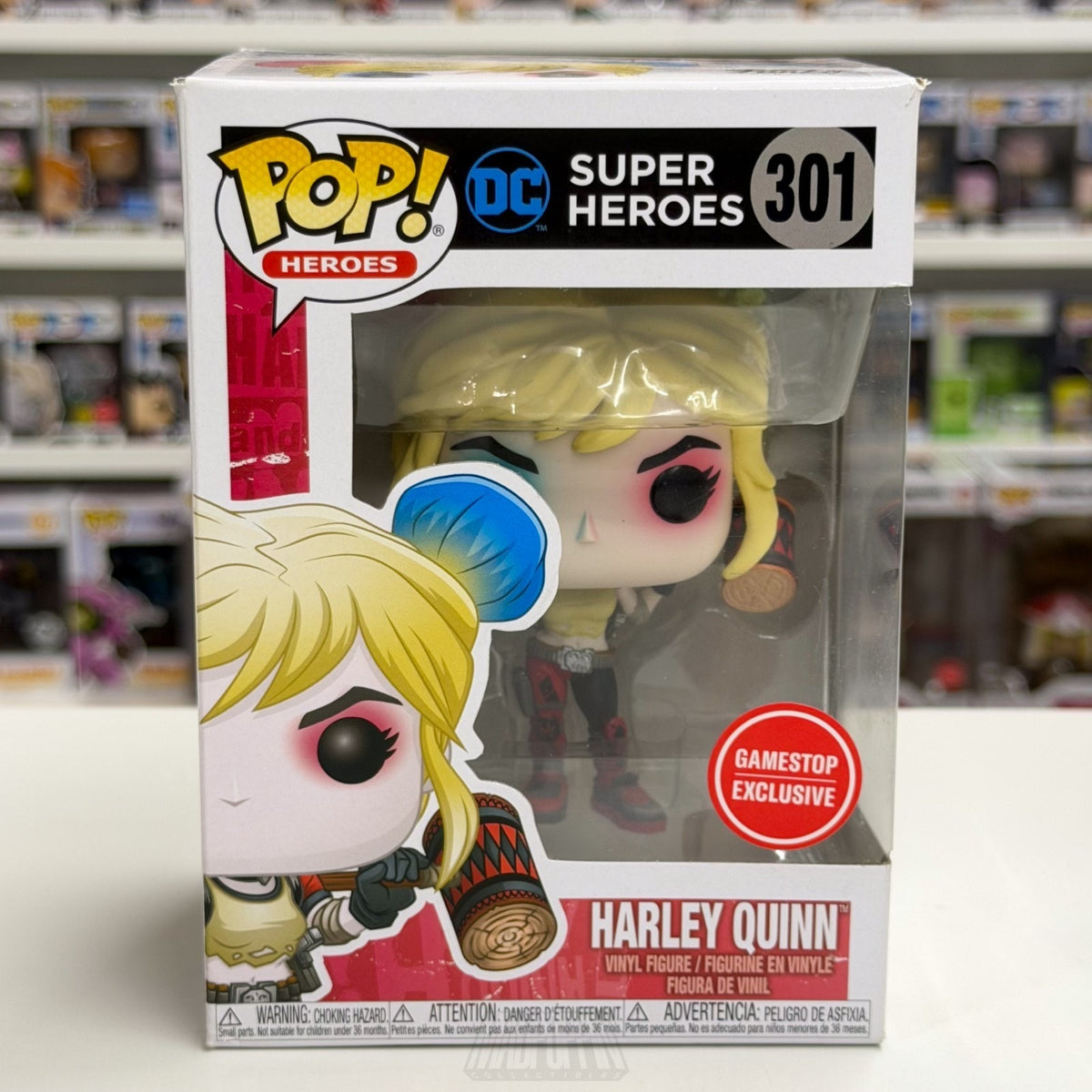 Funko Pop DC Super Heroes Harley Quinn Mallet Rebirth GameStop 301 Vinyl Figure