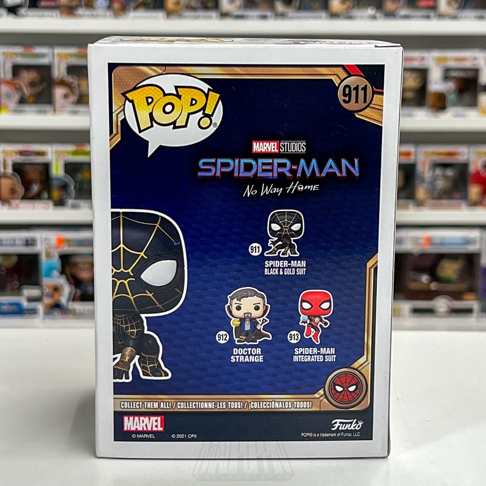 Funko Pop Marvel Spider-Man No Way Home Black & Gold Suit 911 Toy Vinyl Figure
