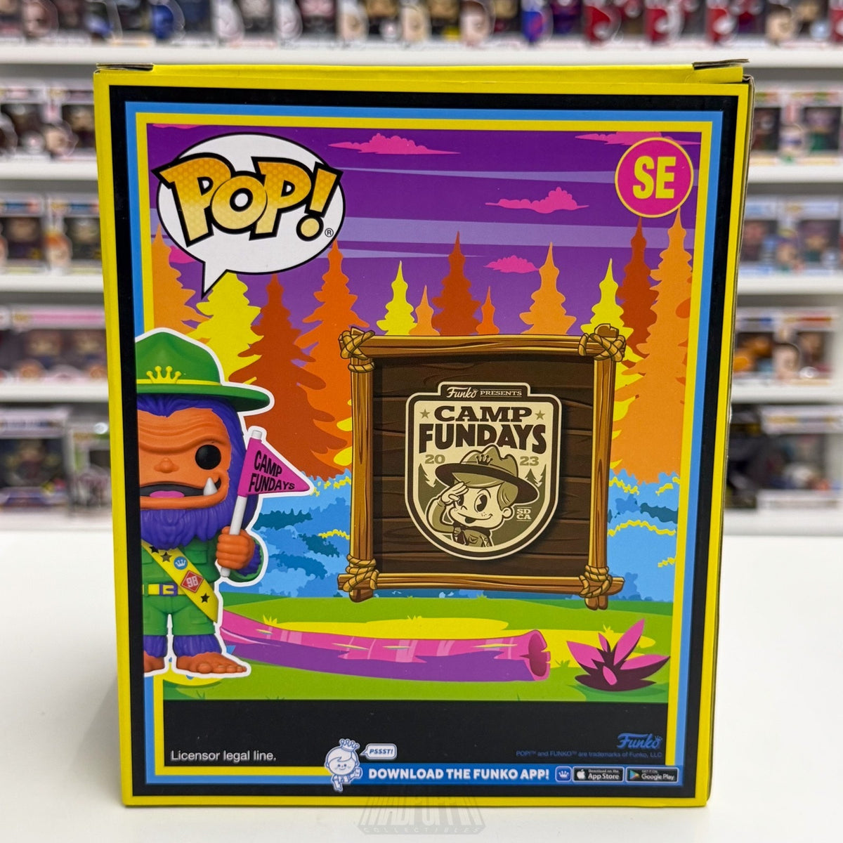 Funko Pop Camp Fundays Bigfoot Pink Flag Blacklight 850 Pcs SE 6" Vinyl Figure