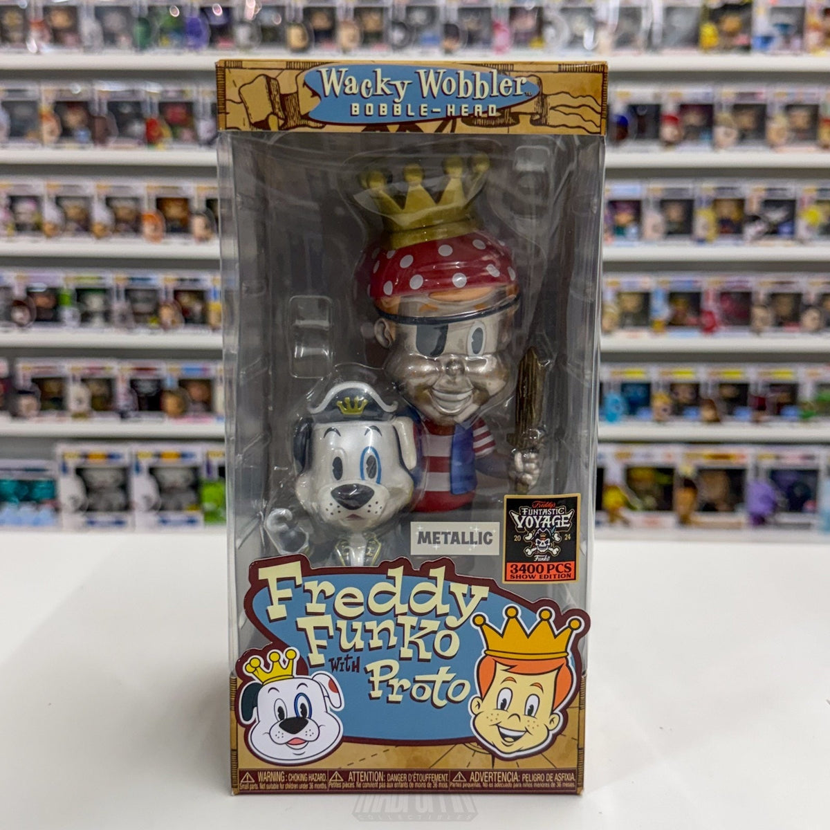 Funko Wacky Wobbler Fundays Funtastic Voyage Freddy Proto Metallic Vinyl Figure