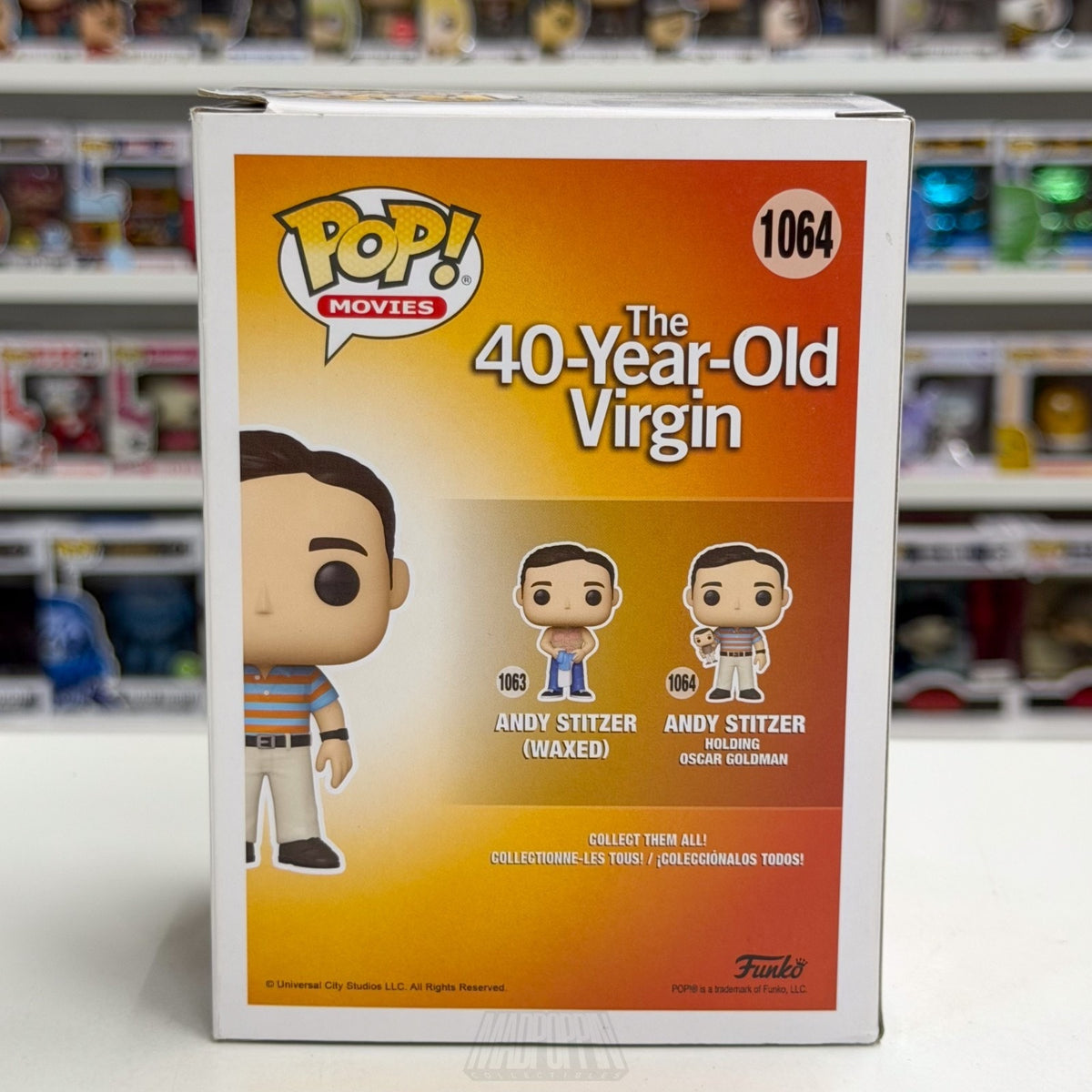 Funko Pop Movies 40 Year Old Virgin Andy Stitzer w/Oscar Goldman 1064 Toy Figure