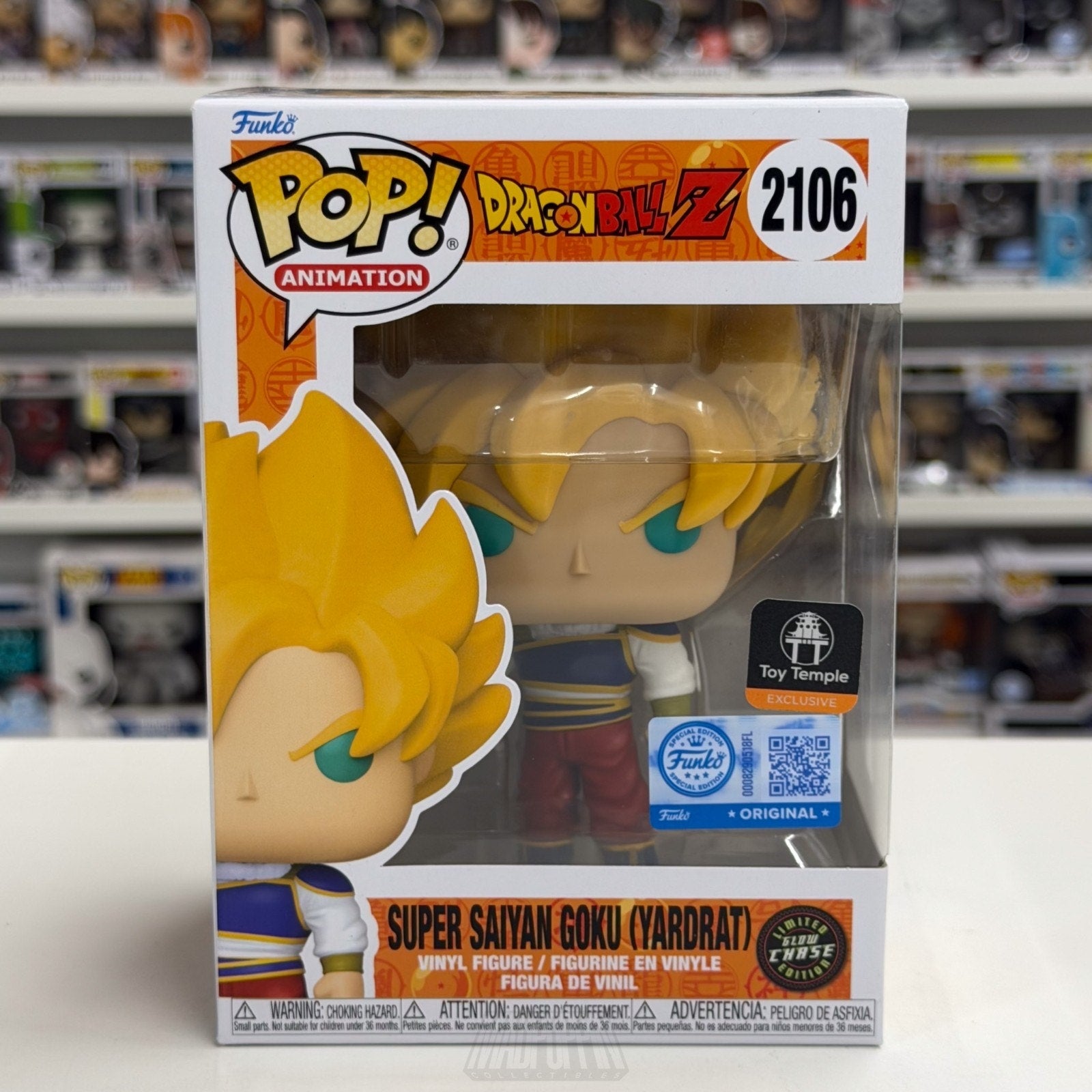 Funko Pop Anime DBZ Super Saiyan Goku Yardrat Toy Temple Glow Chase 2106 Figure