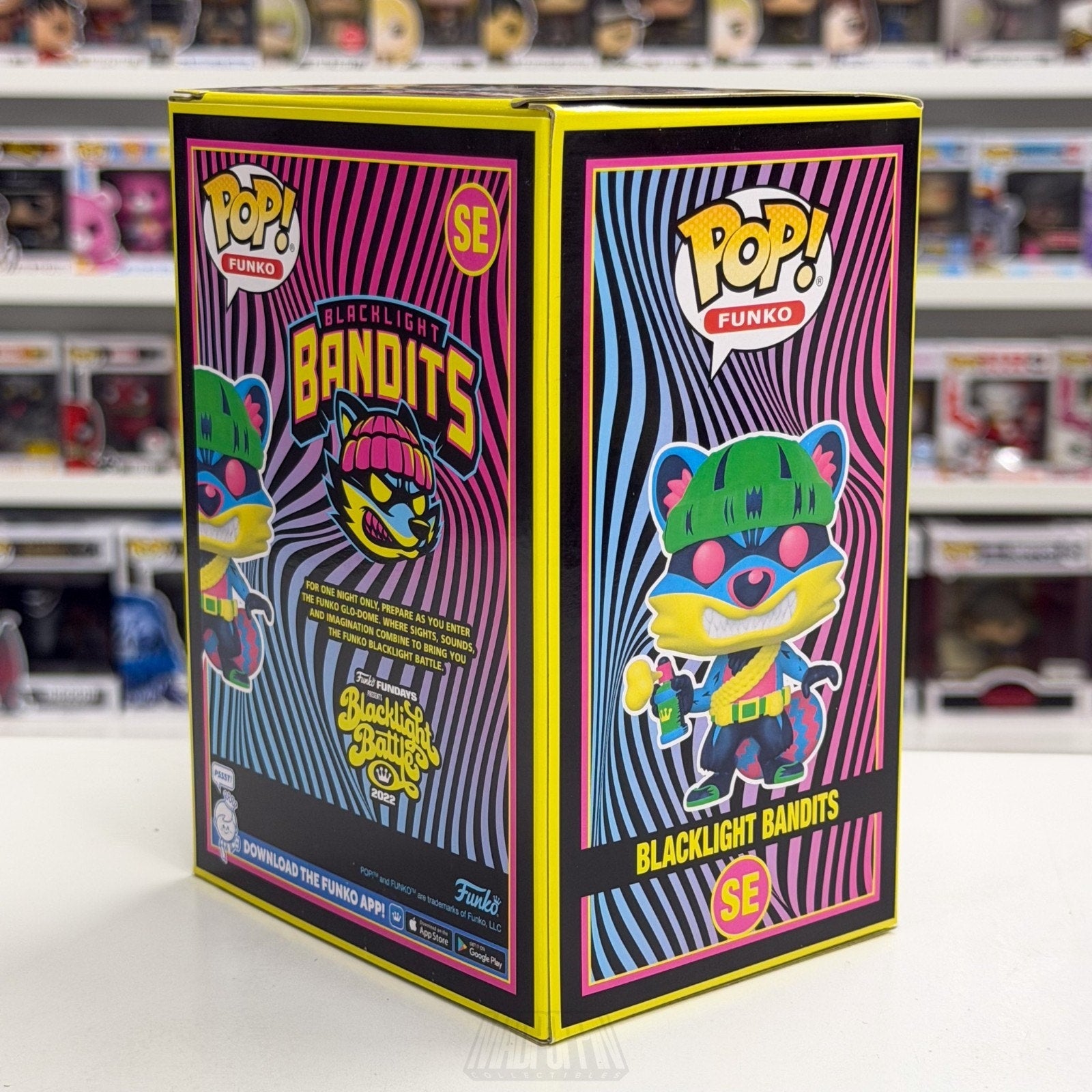 Funko Pop Fundays Blacklight Battle Bandits Glow SE 500 PCS Raccoon Vinyl Figure