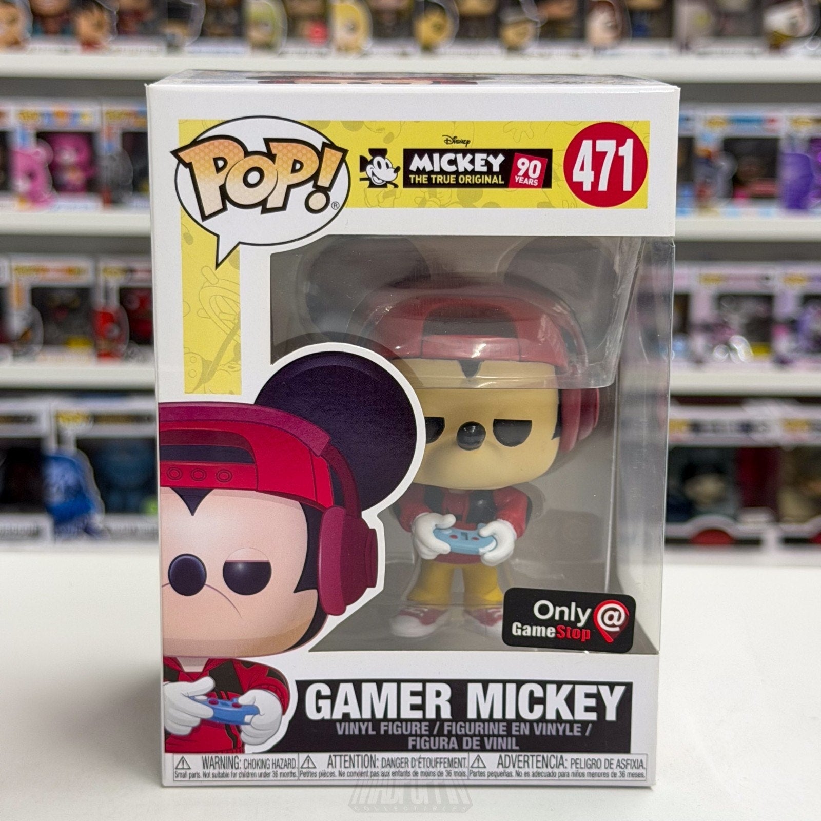 Funko Pop Disney Gamer Mickey True Original 90 Years GameStop 471 Vinyl Figure