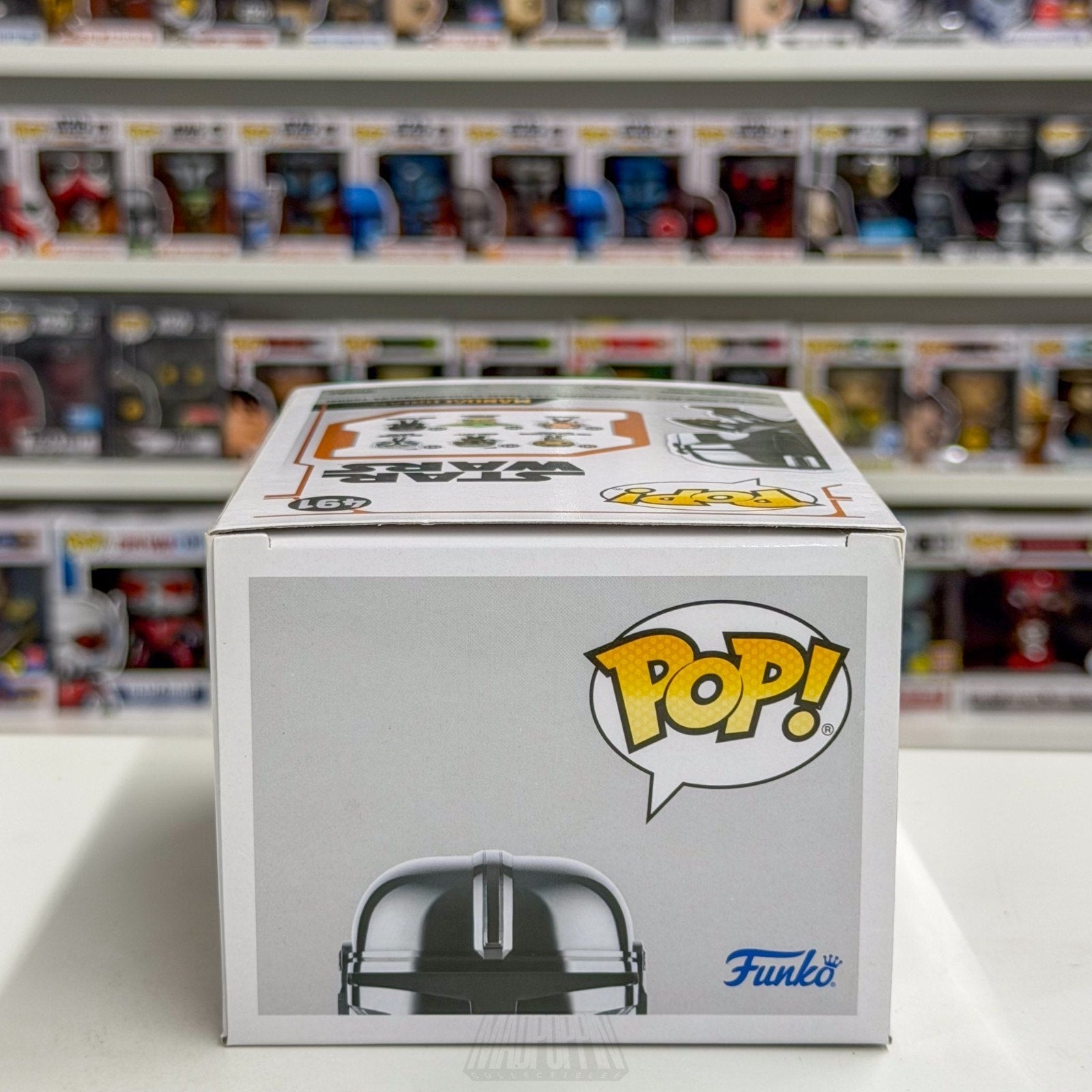 Funko Pop Star Wars Mandalorian w/Darksaber Glow Box Warehouse 491 Vinyl Figure