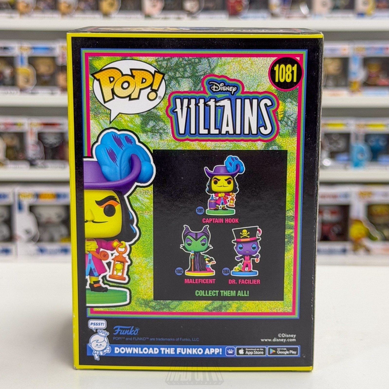 Funko Pop Disney Villains Captain Hook Hot Blacklight Topic 1081 Vinyl Figure