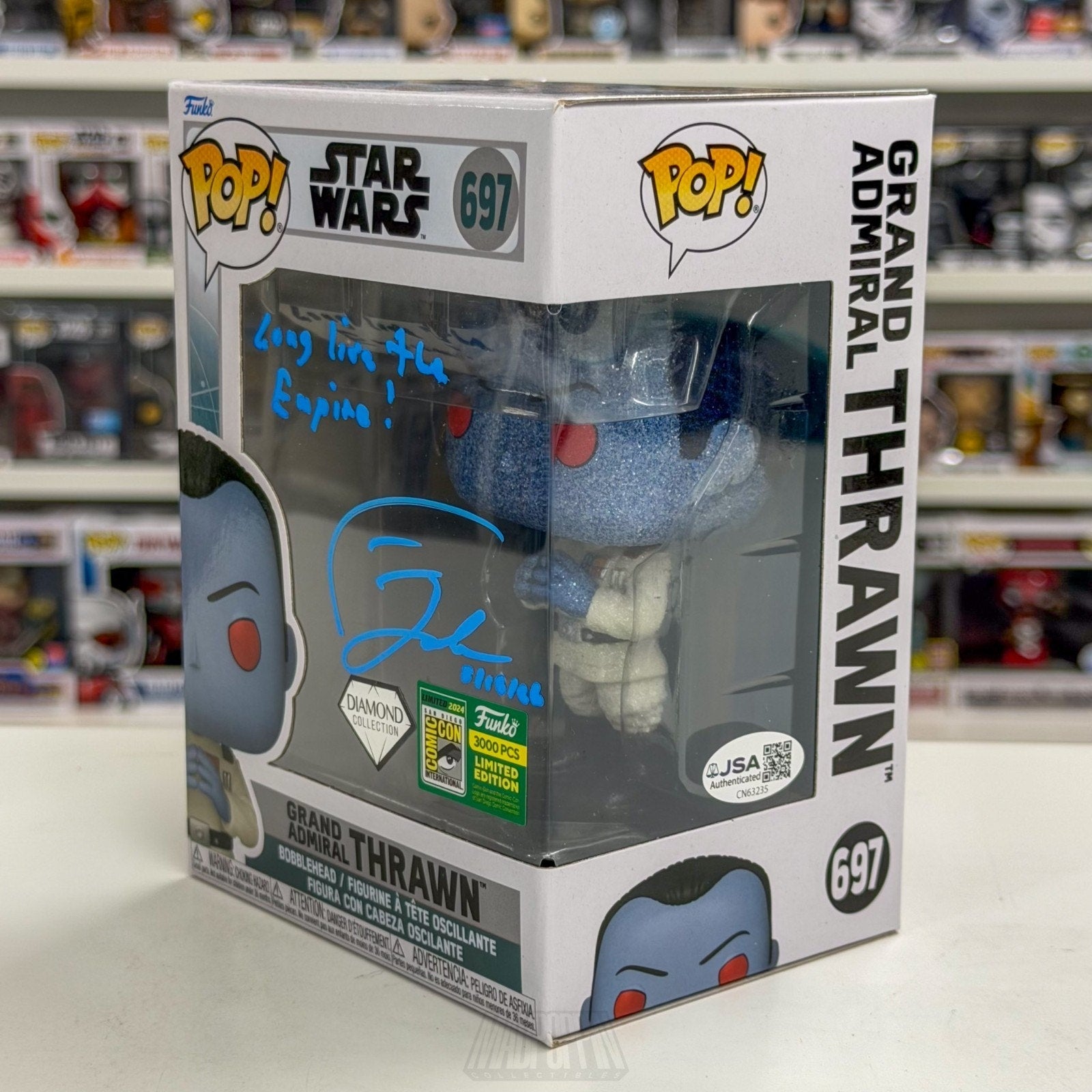 Funko Pop Star Wars Grand Admiral Thrawn Diamond SDCC Auto Signed JSA 697 Figure