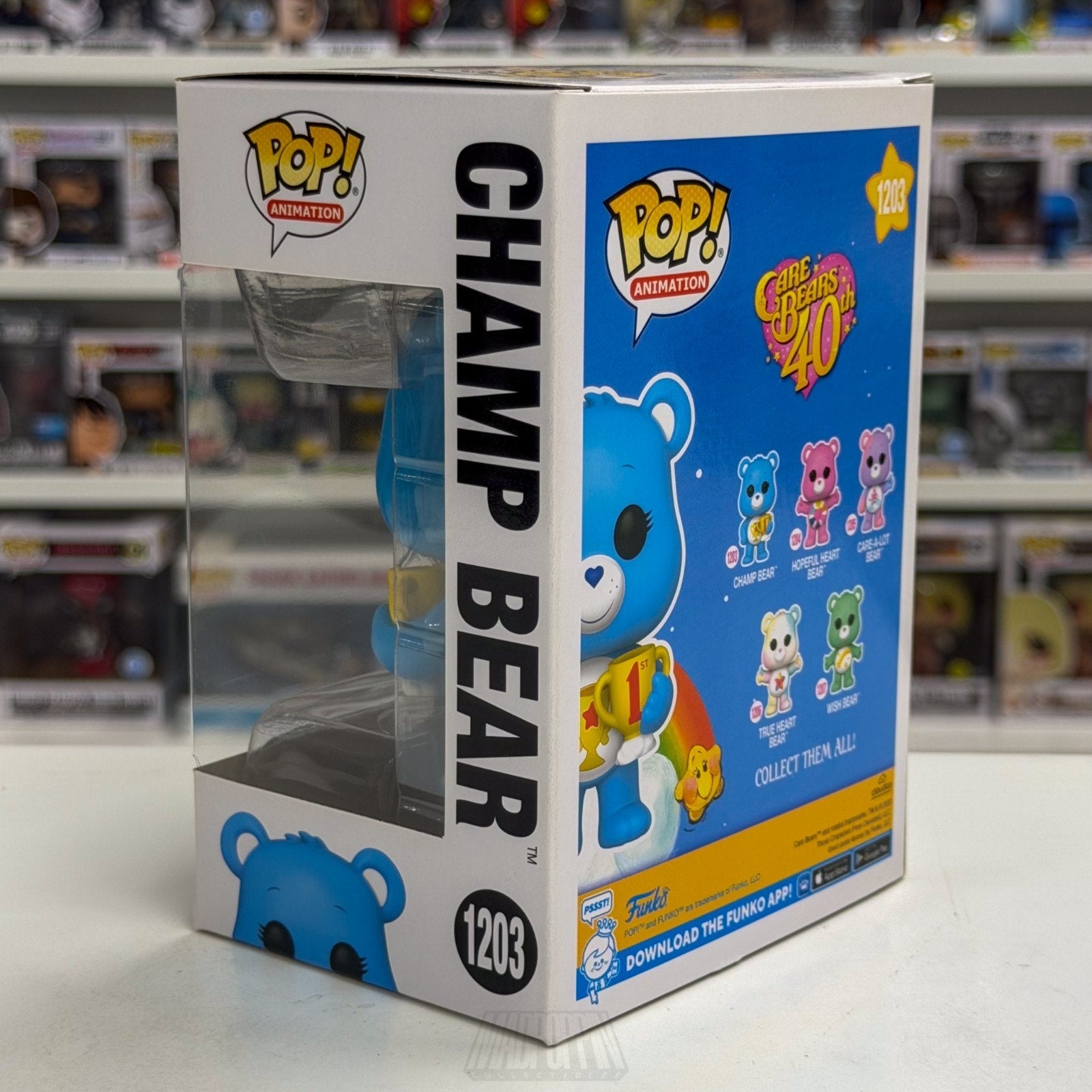 Funko Pop Animation Care Bears Champ Bear w/Trophy 1203 Cartoon 80s Vinyl Figure