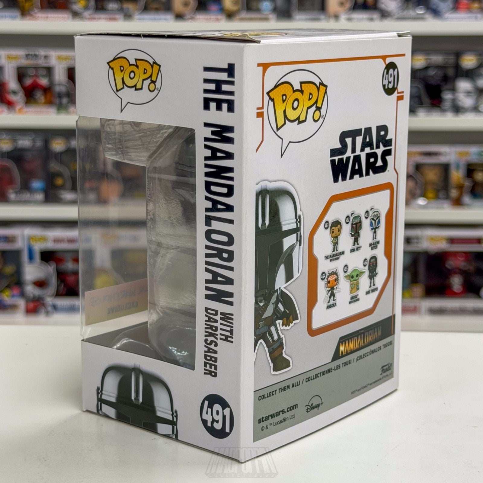 Funko Pop Star Wars Mandalorian w/Darksaber Glow Box Warehouse 491 Vinyl Figure