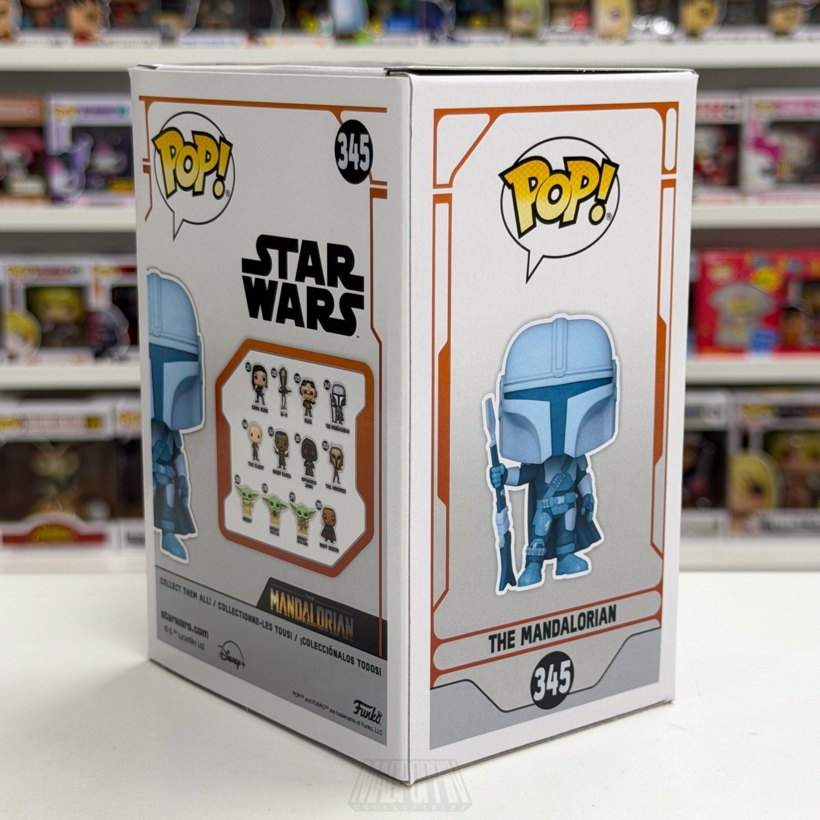 Funko Pop Star Wars Mandalorian Holographic Glow Entertainment Earth 345 Figure
