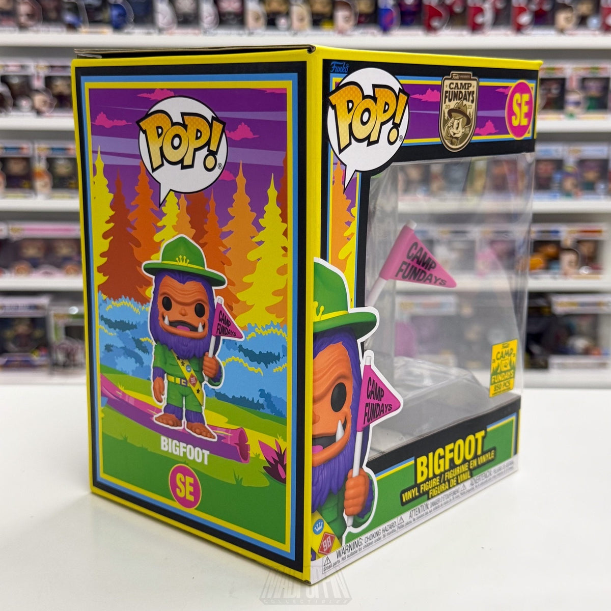 Funko Pop Camp Fundays Bigfoot Pink Flag Blacklight 850 Pcs SE 6" Vinyl Figure