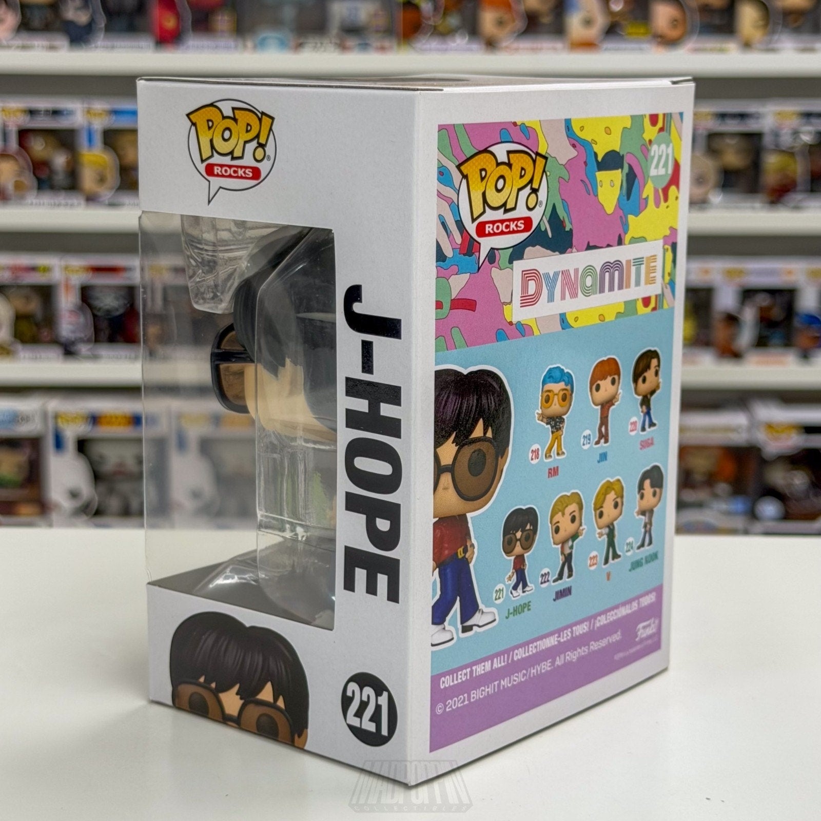 Funko Pop Rocks BTS Dynamite J-Hope 221 Boy Band Korean K-Pop Toy Vinyl Figure