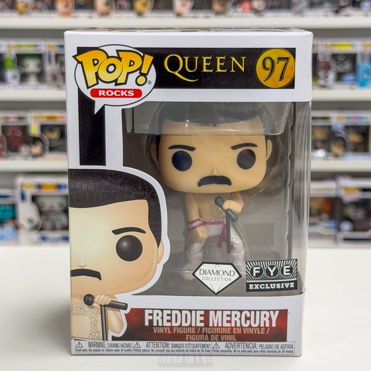 Funko Pop Rocks Queen Freddie Mercury Shirtless Diamond FYE 97 Toy Vinyl Figure