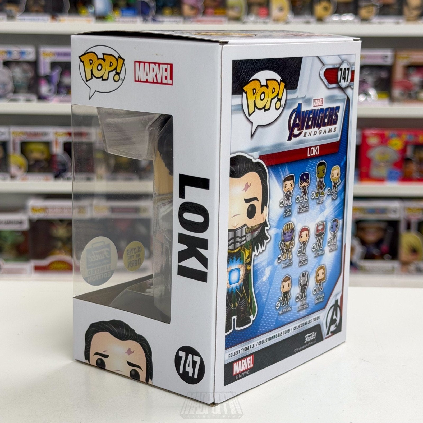 Funko Pop Marvel Avengers Endgame Loki Arrested /Tesseract Glow 747 Vinyl Figure