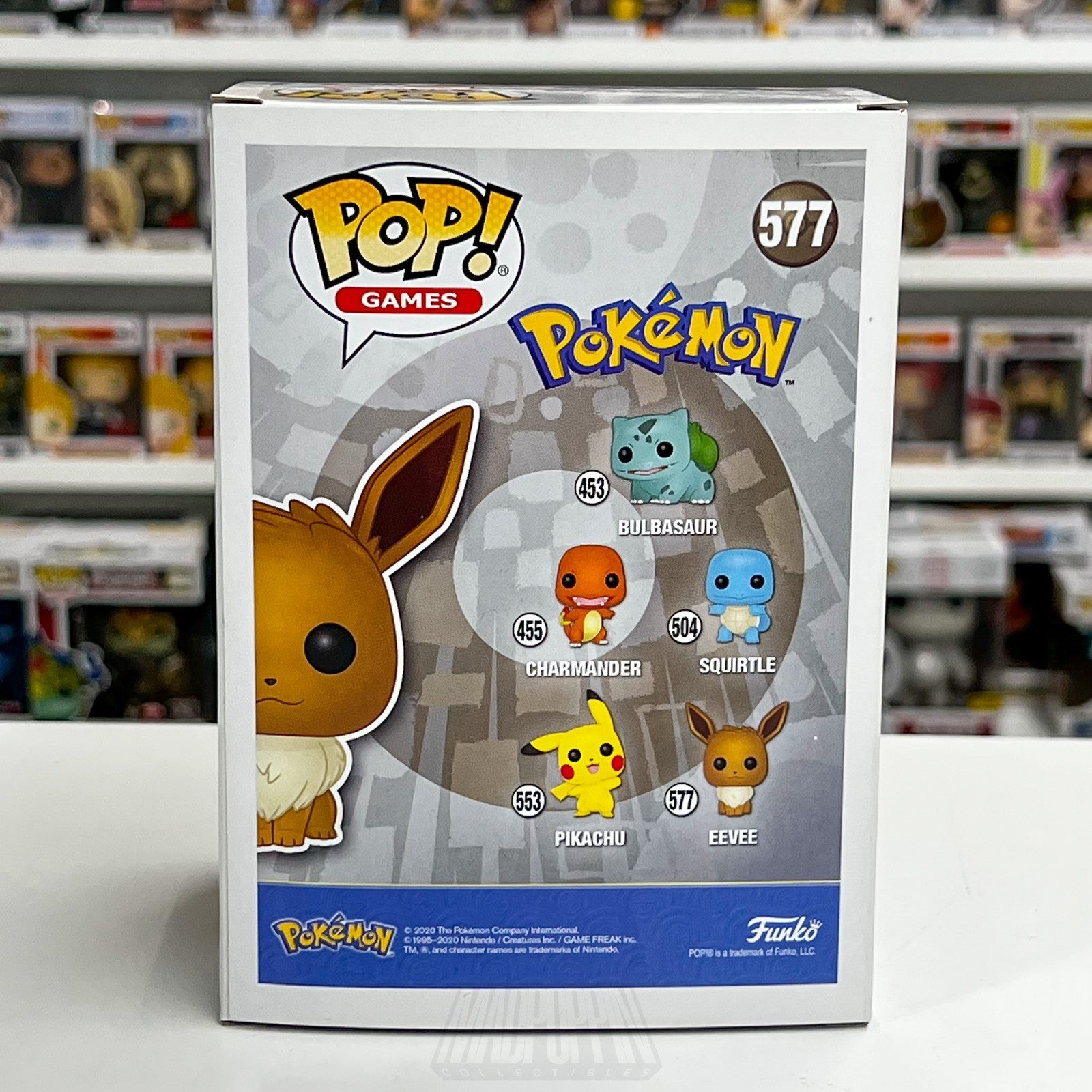 Funko Pop Games Pokemon Eevee Flocked WonderCon 577 Official Sticker TCG Figure3