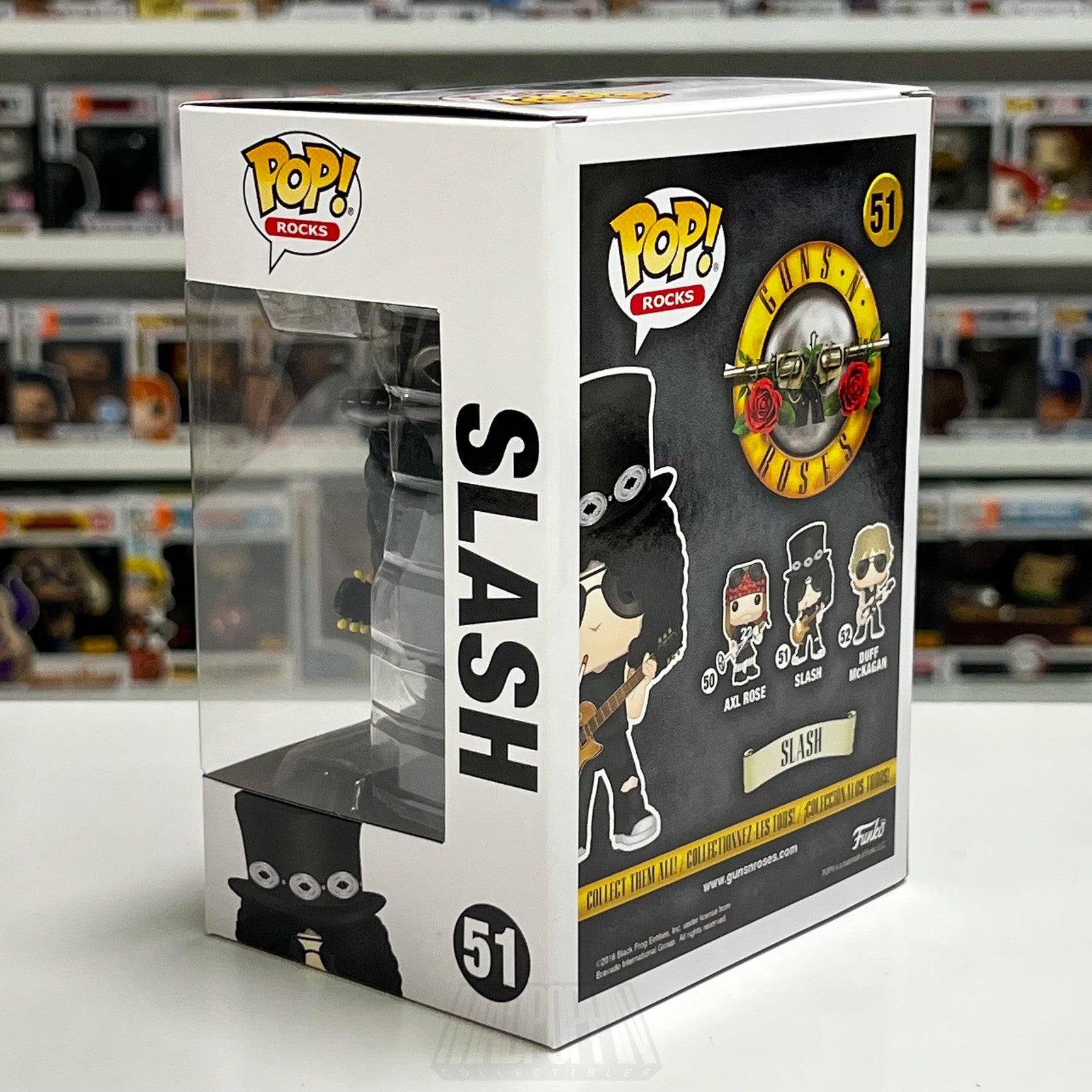 Funko Pop Rocks Slash 51 Guns N' Roses Vinyl Figure Window Display Box 2018 GNR