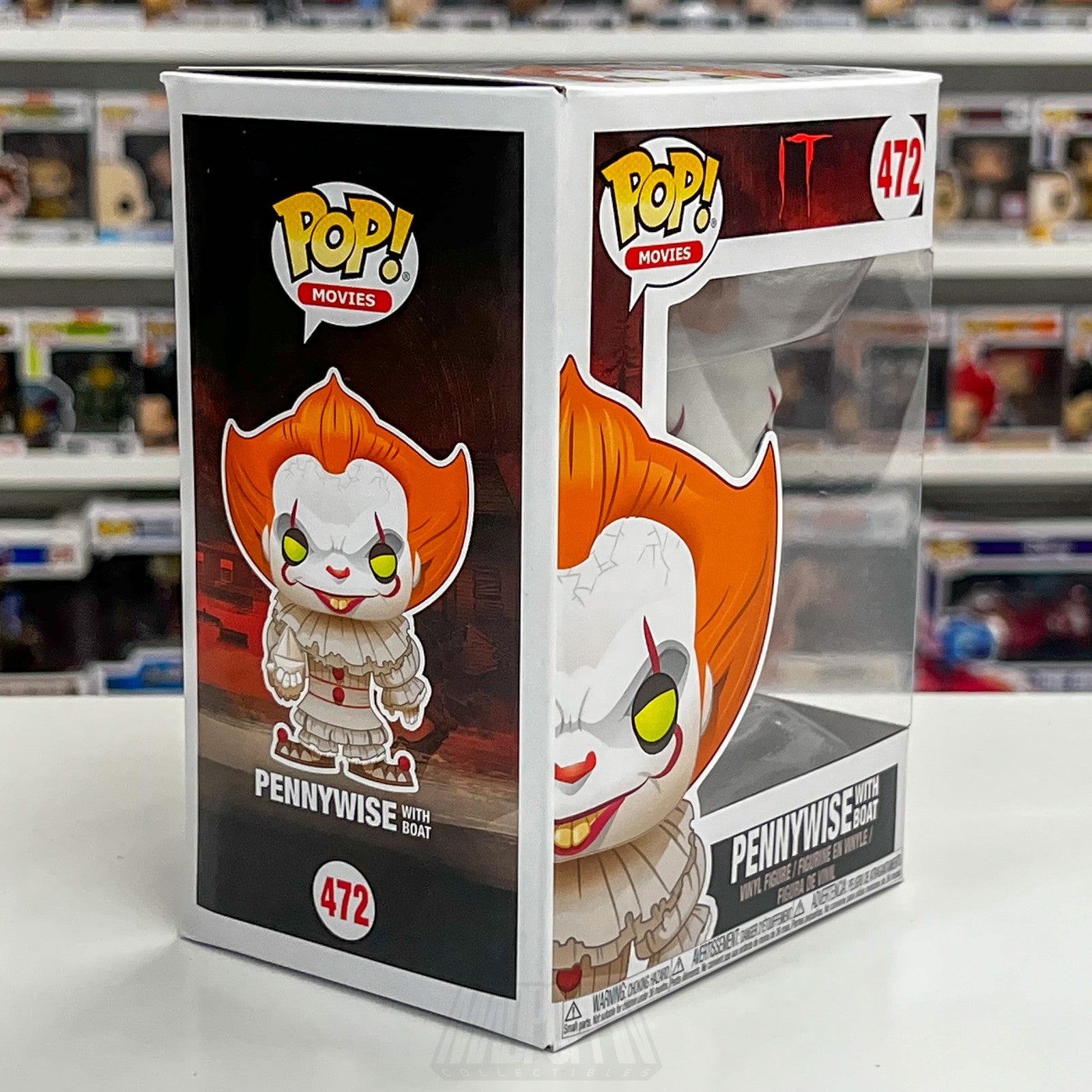 Funko Pop Movies IT Pennywise With Boat Blue Eyes 472 Horror Clown Vinyl Figure5