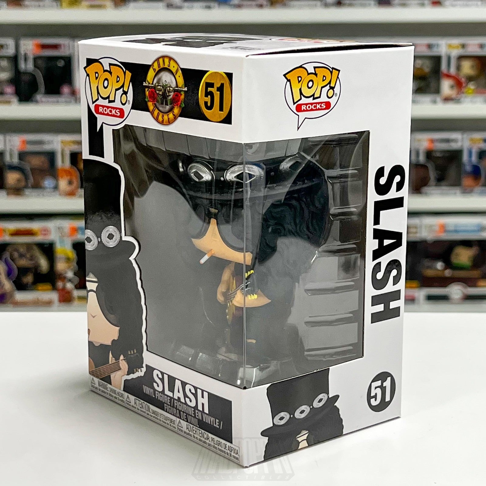 Funko Pop Rocks Slash 51 Guns N' Roses Vinyl Figure Window Display Box 2018 GNR
