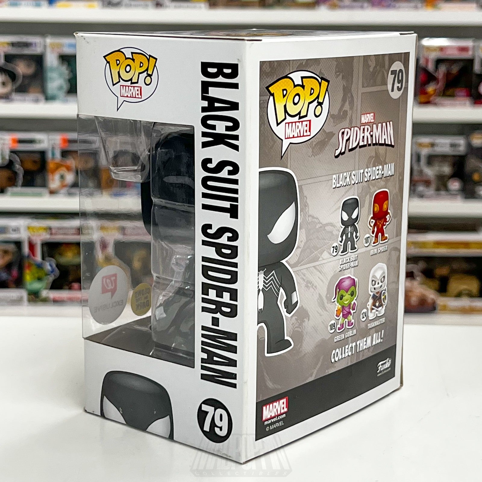 Funko Pop Marvel Black Suit SpiderMan Glow Walgreens 79 Secret Wars Toy Figure3