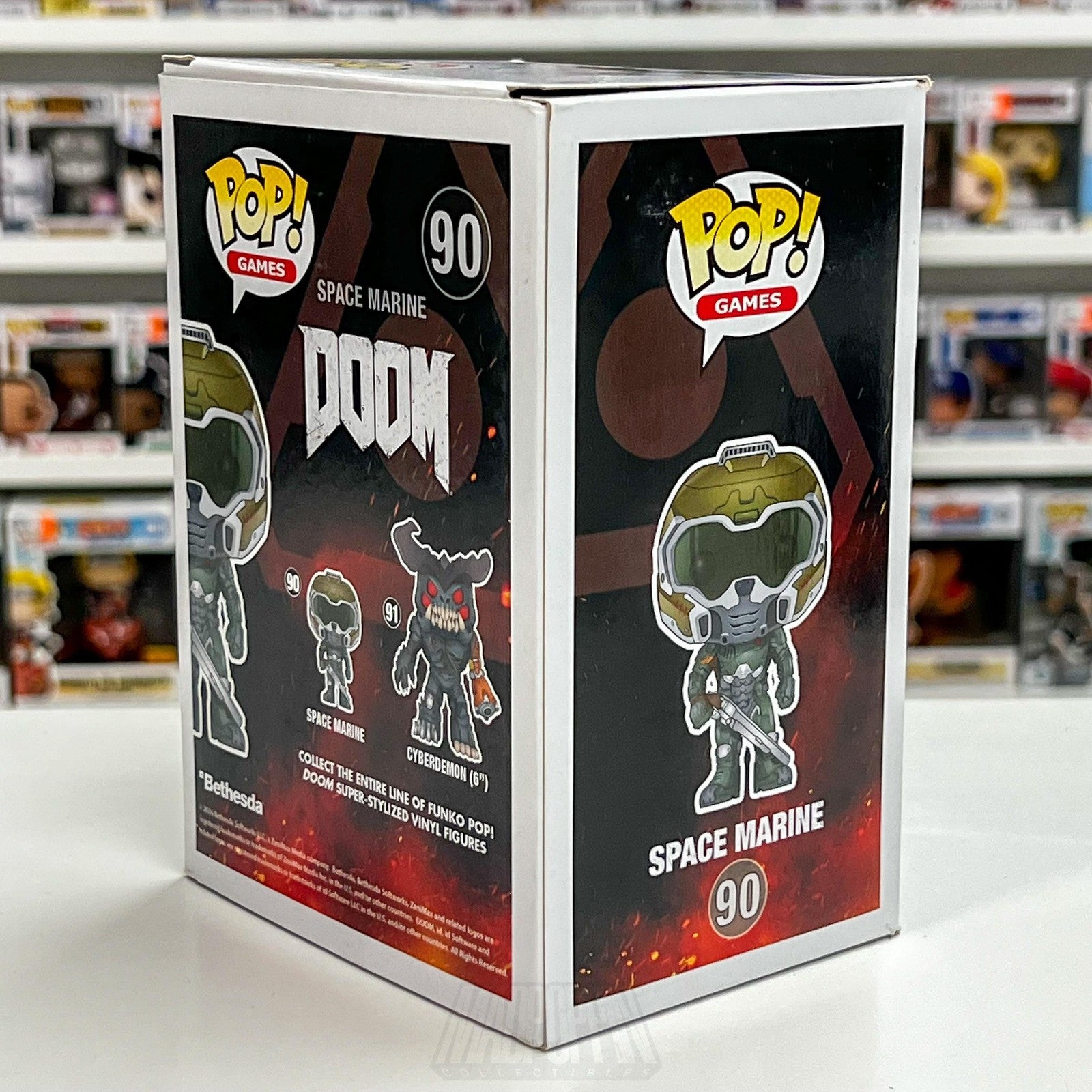 Funko Pop Video Games DOOM Space Marine #90 Vinyl Figure Boxed 2016 Bethesda Toy