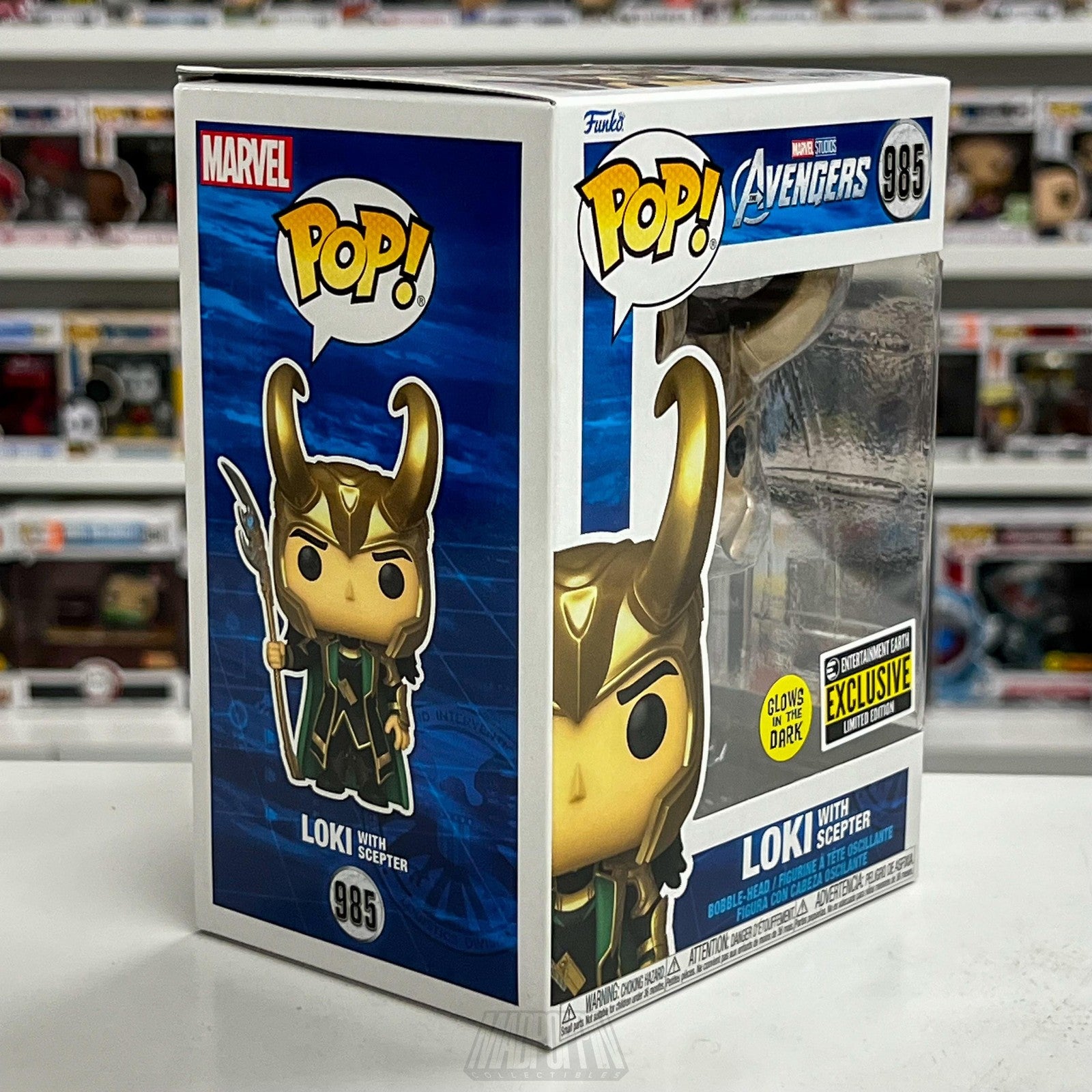 Funko Pop Avengers Loki With Scepter 985 Glow Dark EE Exclusive Limited Edition
