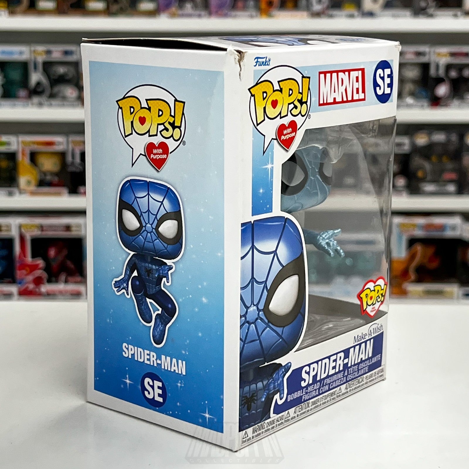 Funko Pops w/Pupose Marvel Make A Wish Spider-Man Blue Metallic SE Vinyl Figure5