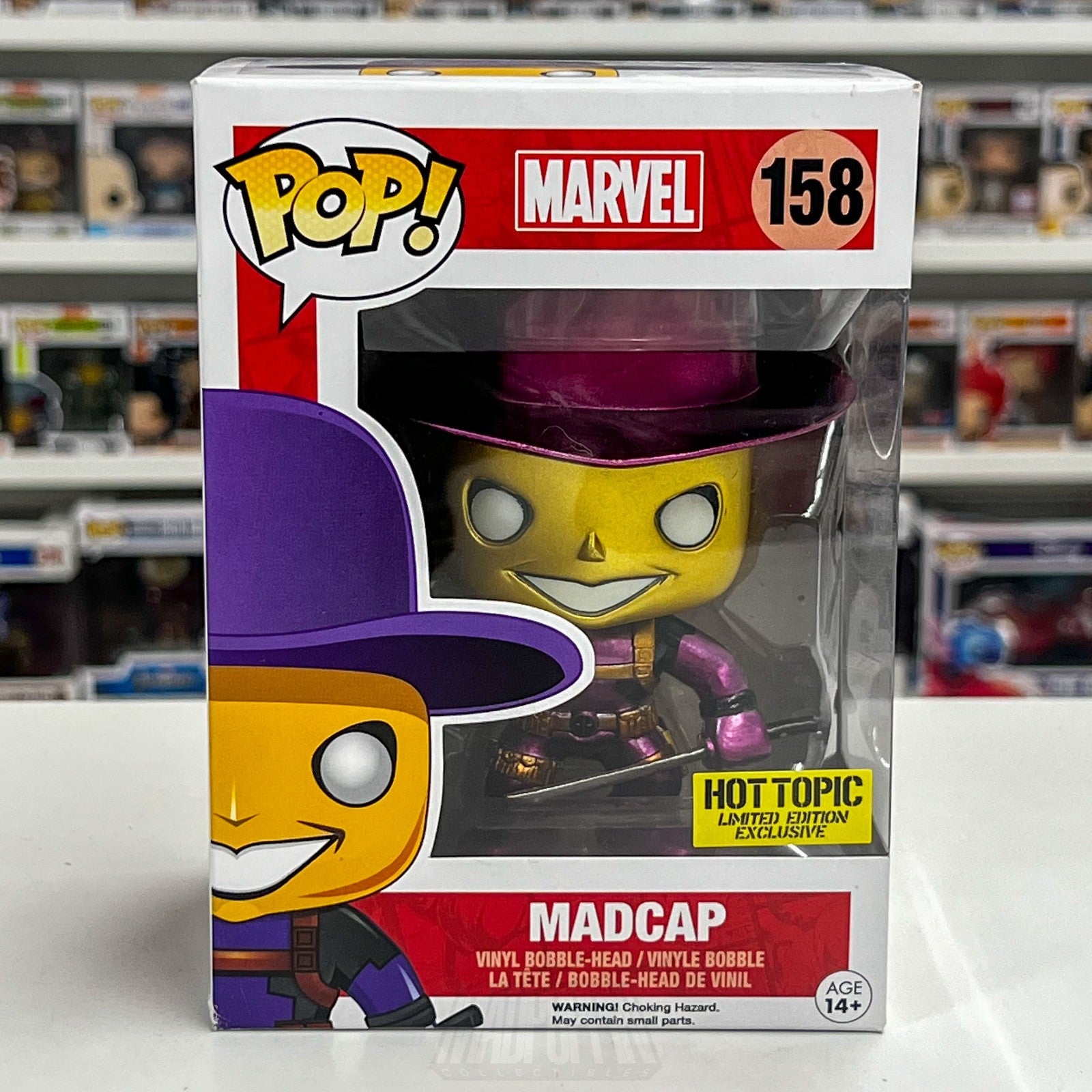 Funko Pop Marvel Madcap Metallic Chase Hot Topic 158 Deadpool Toy Vinyl Figure0