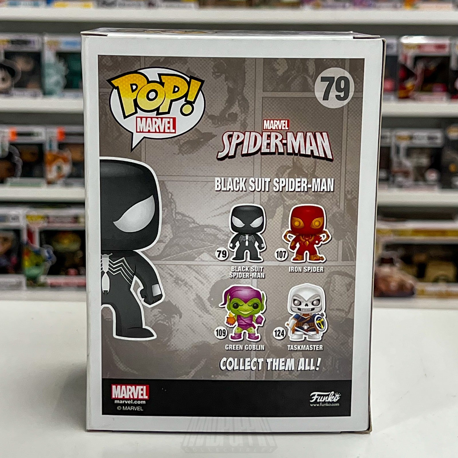 Funko Pop Marvel Black Suit SpiderMan Glow Walgreens 79 Secret Wars Toy Figure4