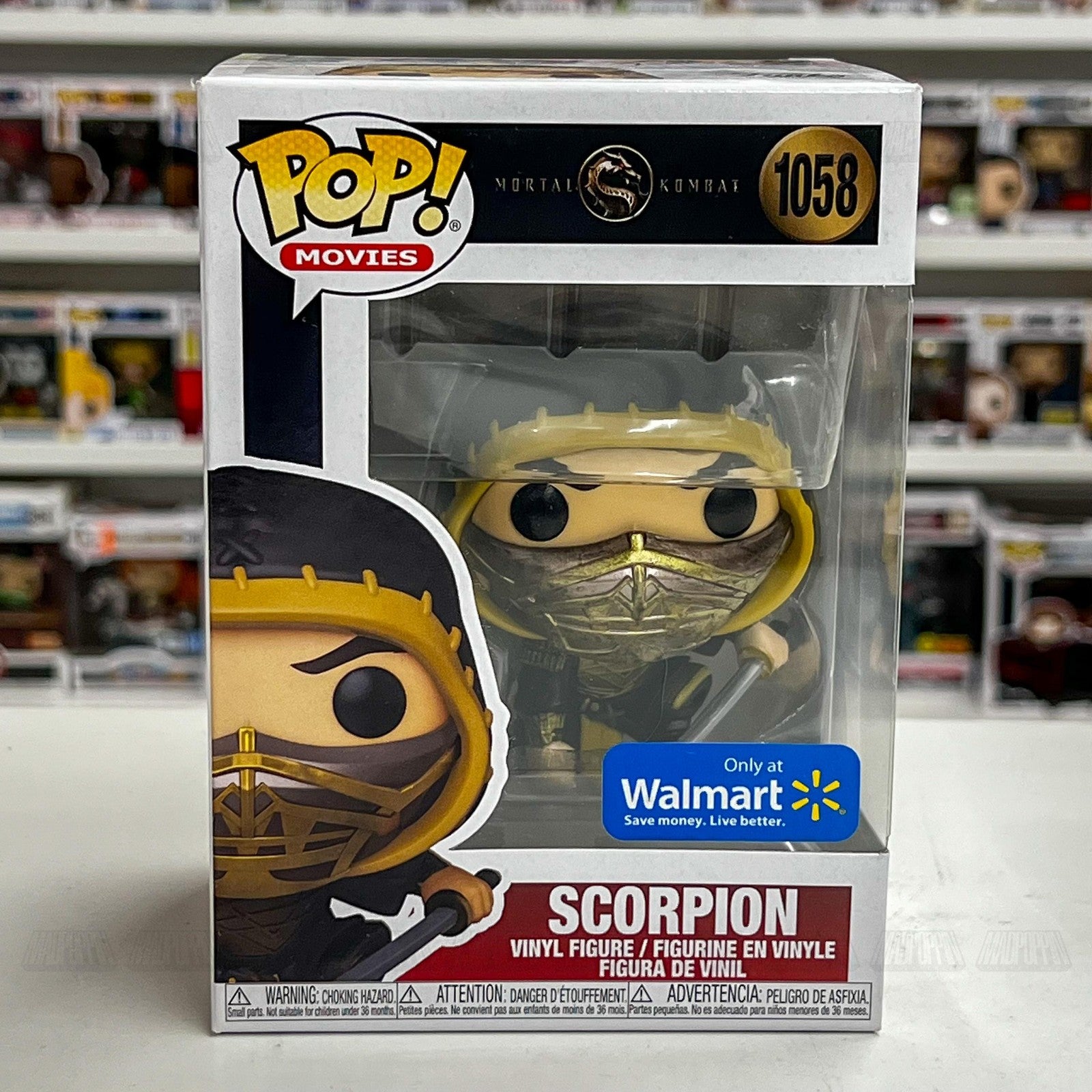 Funko Pop Movies Mortal Kombat Scorpion #1058 Walmart Exclusive Vinyl Figure New