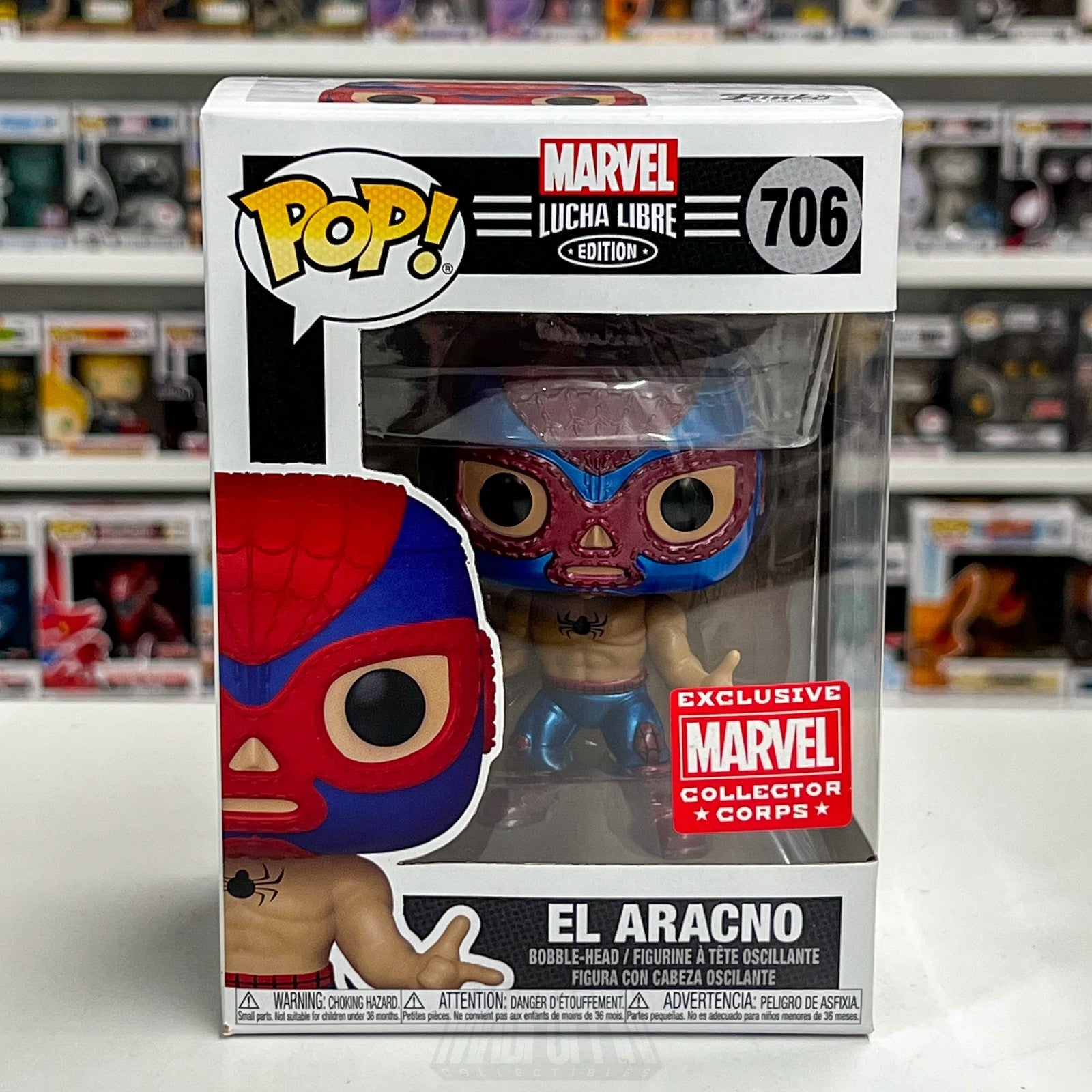 Funko Pop Marvel Collector Corps Lucha Libre El Aracno Metallic 706 Vinyl Figure0