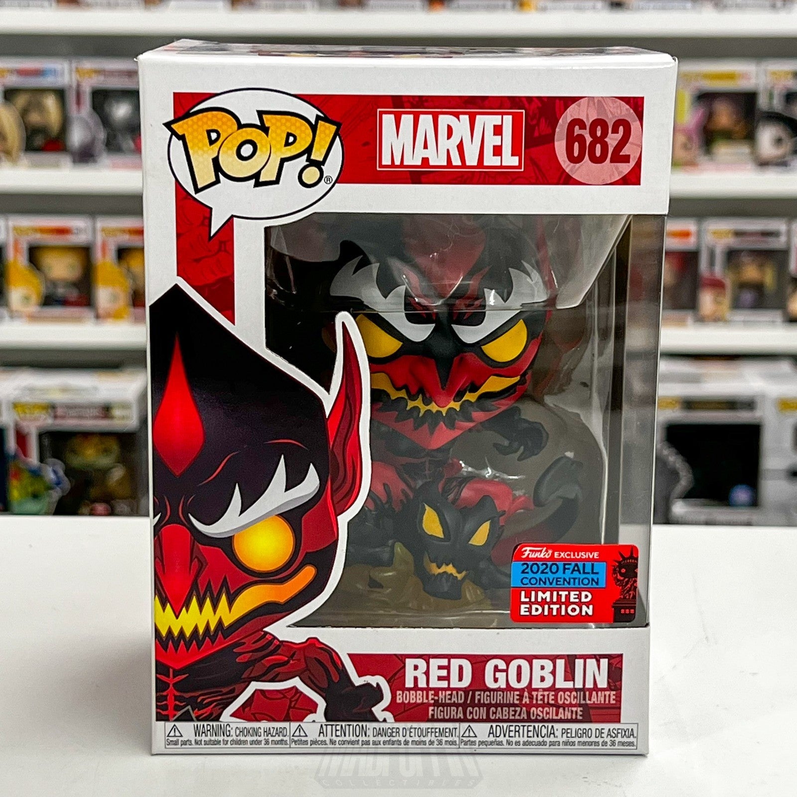 Funko Pop Marvel Red Goblin Death NYCC Fall Con 682 Supervillain Vinyl Figure0