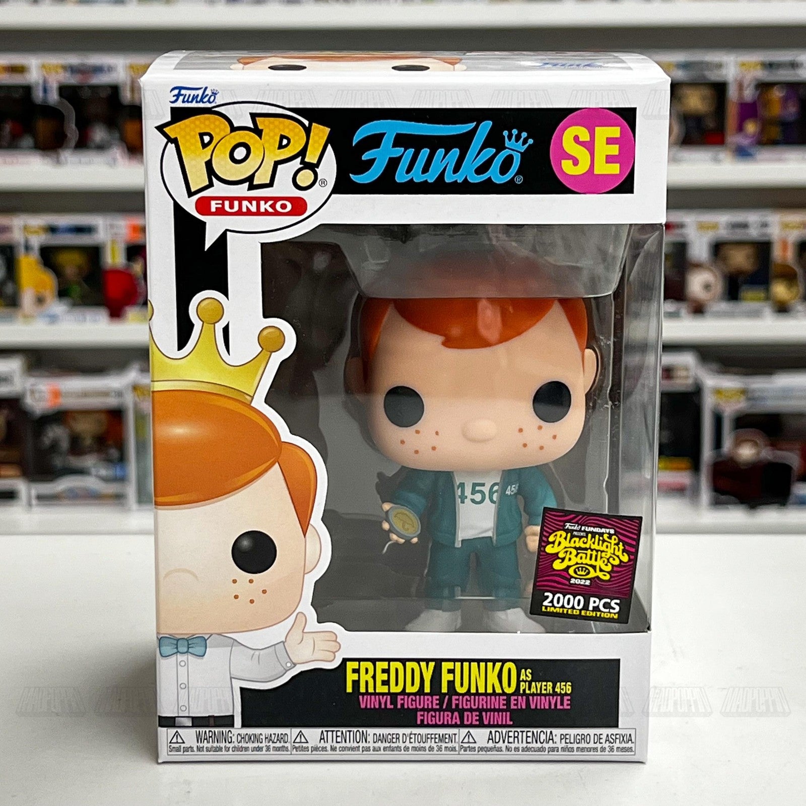 Funko Pop Freddy Funko Player 456 Squid Game SE Blacklight Battle 2022 2000 PCS