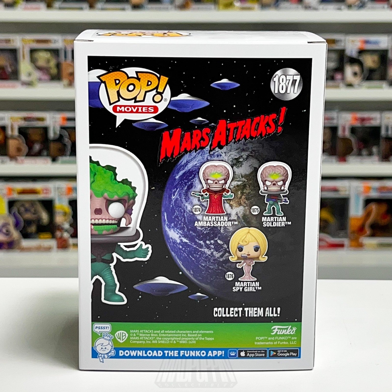 Funko Pop Mars Attacks Martian Soldier 1877 Glow Chase Specialty Exclusive Movie