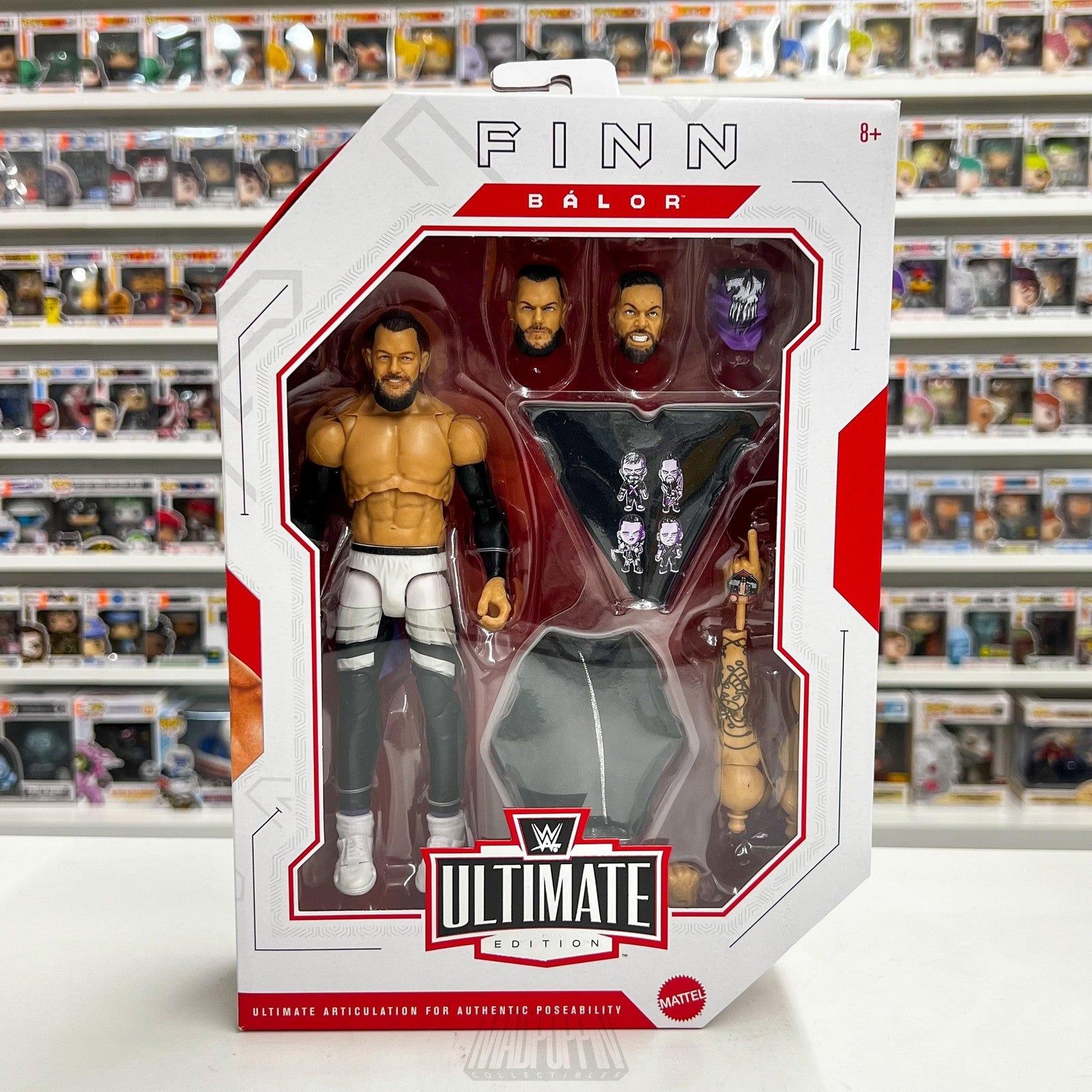 WWE Finn Bálor Ultimate Edition Action Figure Mattel Extra Heads Shirt
