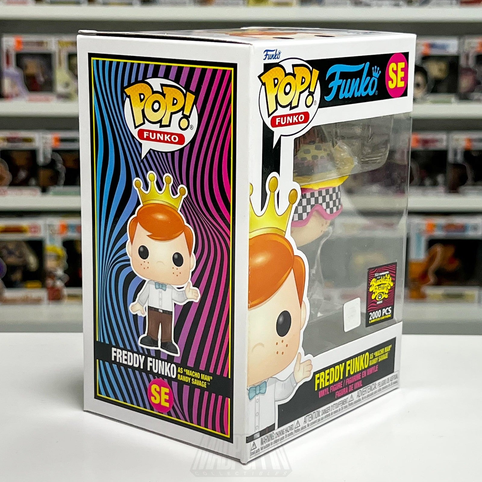 Funko Pop SE Freddy Funko Macho Man Randy Savage WWE Blacklight 2022 2000 PCS
