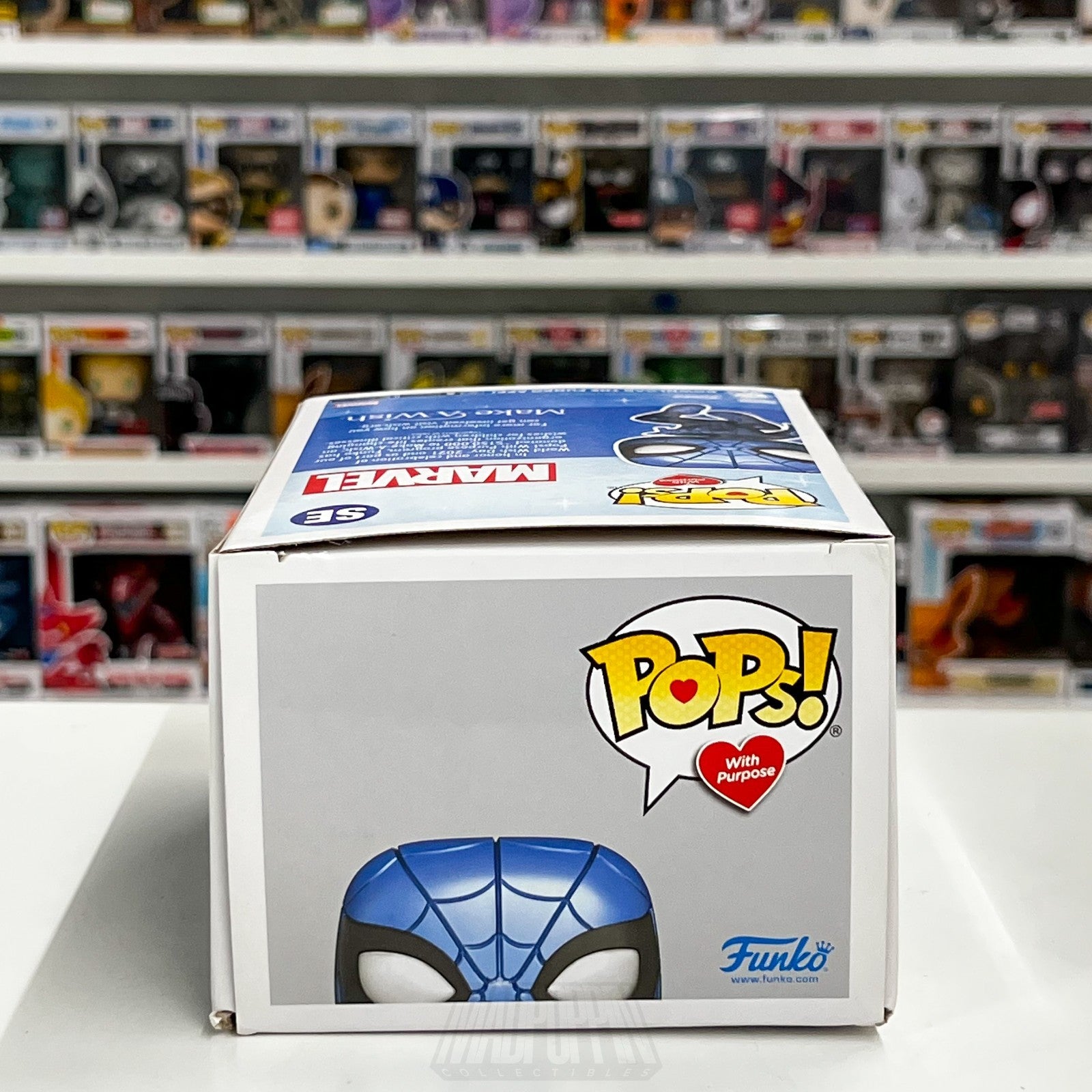 Funko Pops w/Pupose Marvel Make A Wish Spider-Man Blue Metallic SE Vinyl Figure6