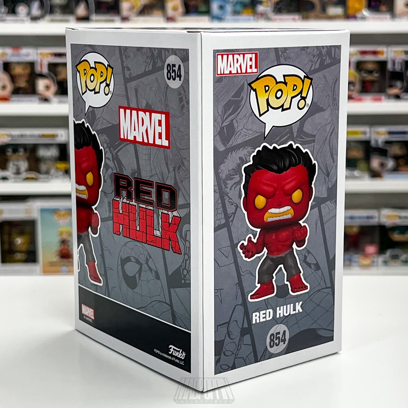 Funko Pop Marvel Red Hulk 854 Glow Chase Hot Topic Exclusive Vinyl Figure Bobble