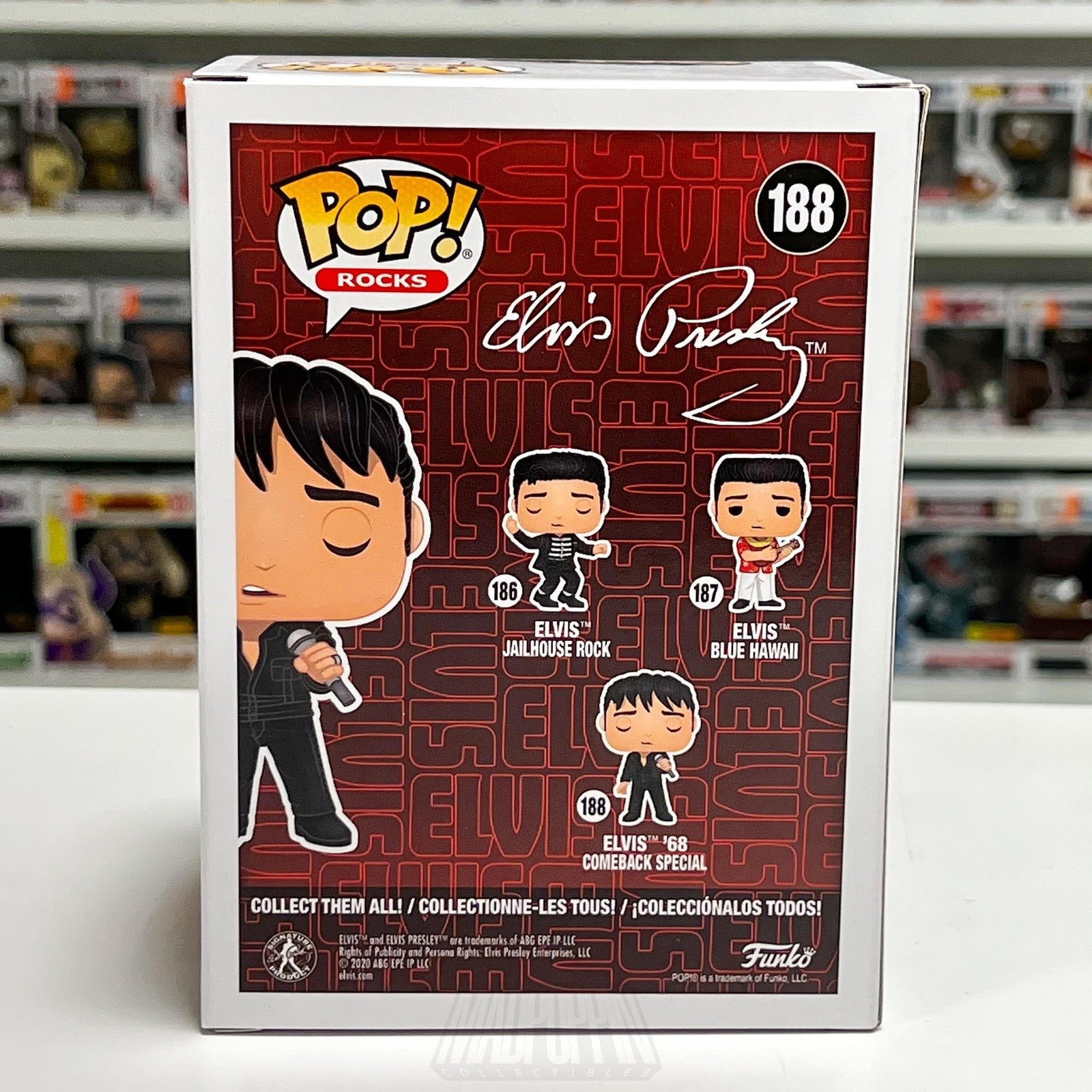 Funko Pop Rocks Elvis Presley 68 Comeback Special 188 Vinyl Figure NIB Toy