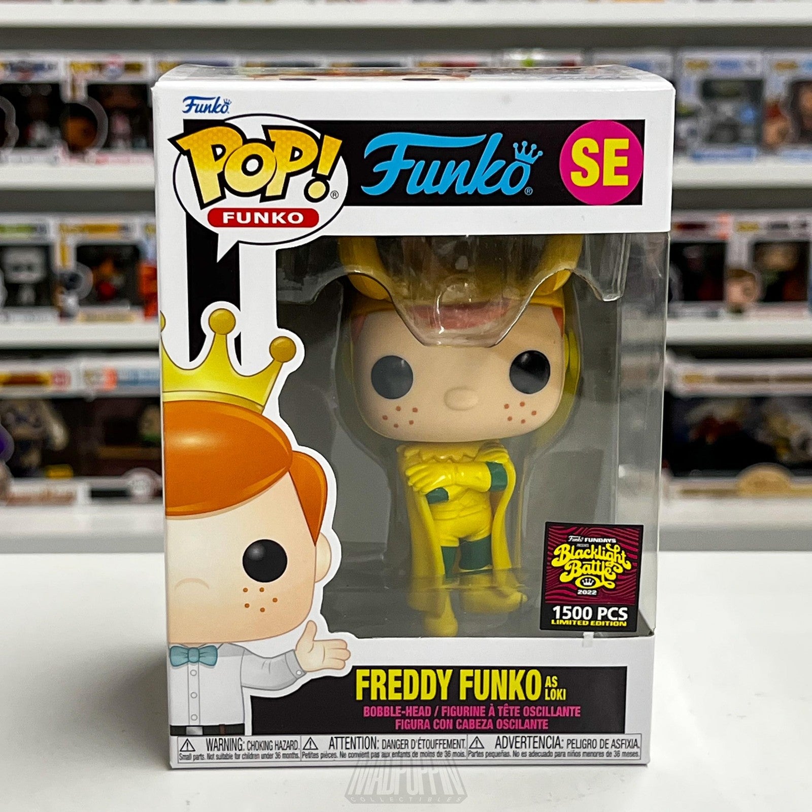 Freddy Funko as Loki Blacklight Battle 2022 Marvel Pop Limited 1500 PCS