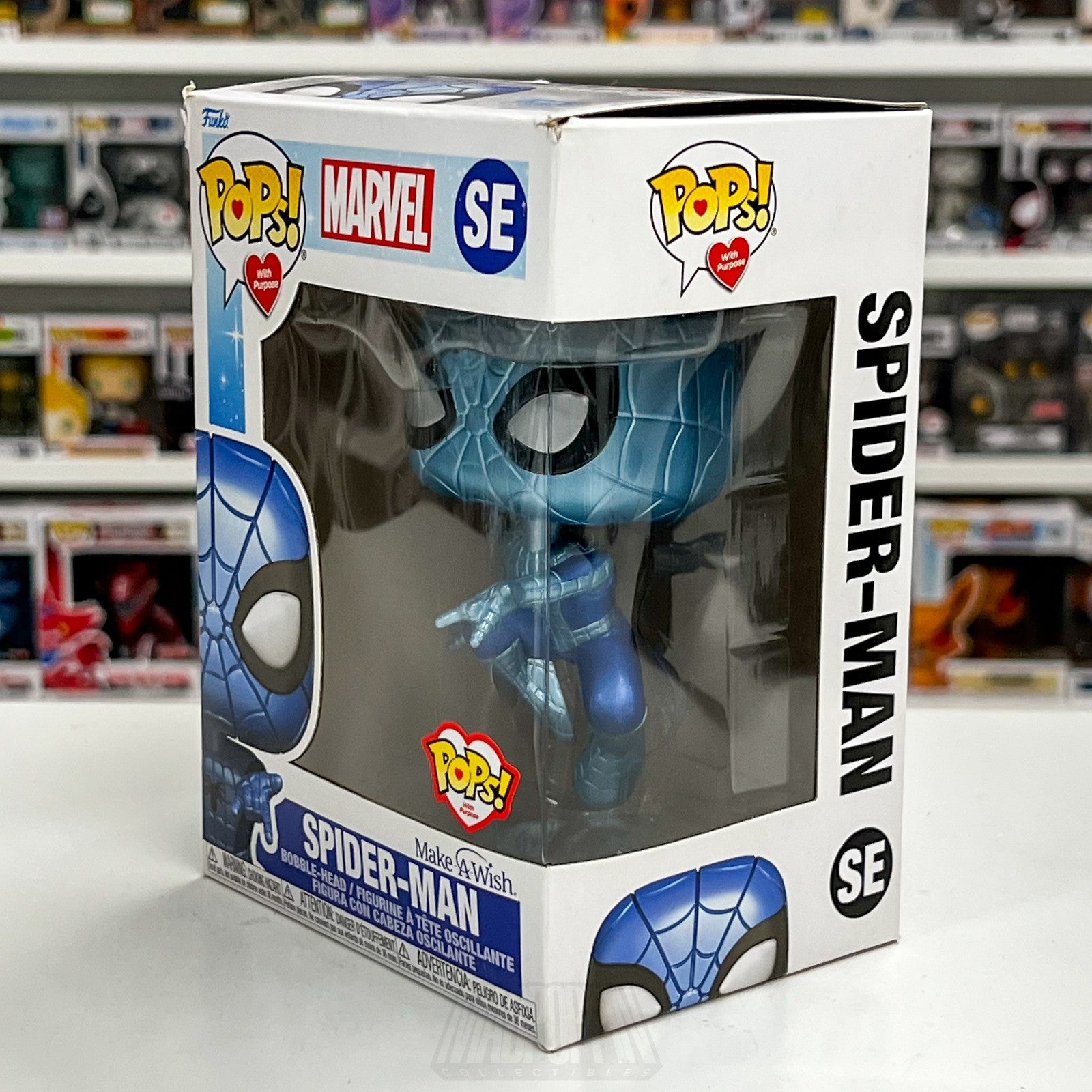 Funko Pops w/Pupose Marvel Make A Wish Spider-Man Blue Metallic SE Vinyl Figure1