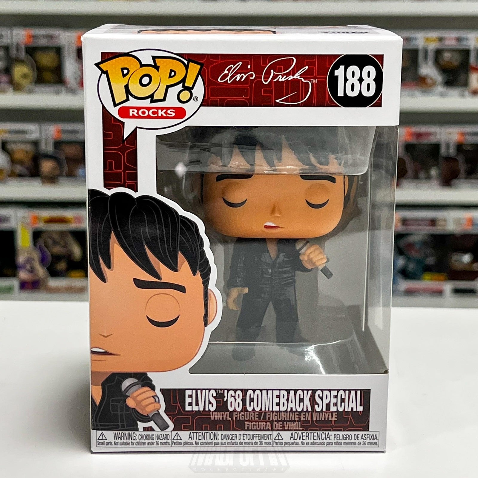 Funko Pop Rocks Elvis Presley 68 Comeback Special 188 Vinyl Figure NIB Toy